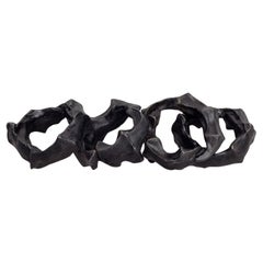 Cast Bronze with Black Patina Di Mano Napkin Rings, Handcrafted - Set of 4