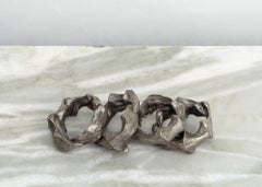 Cast Bronze with Silver Nitrate Patina Napkin Rings, Handcrafted - Set of 4