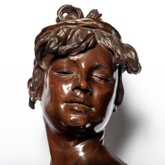 Gegossene Bronzebüste einer Frau „Bohme Orientale“ Signiert R. Colombo, Paris, 1884