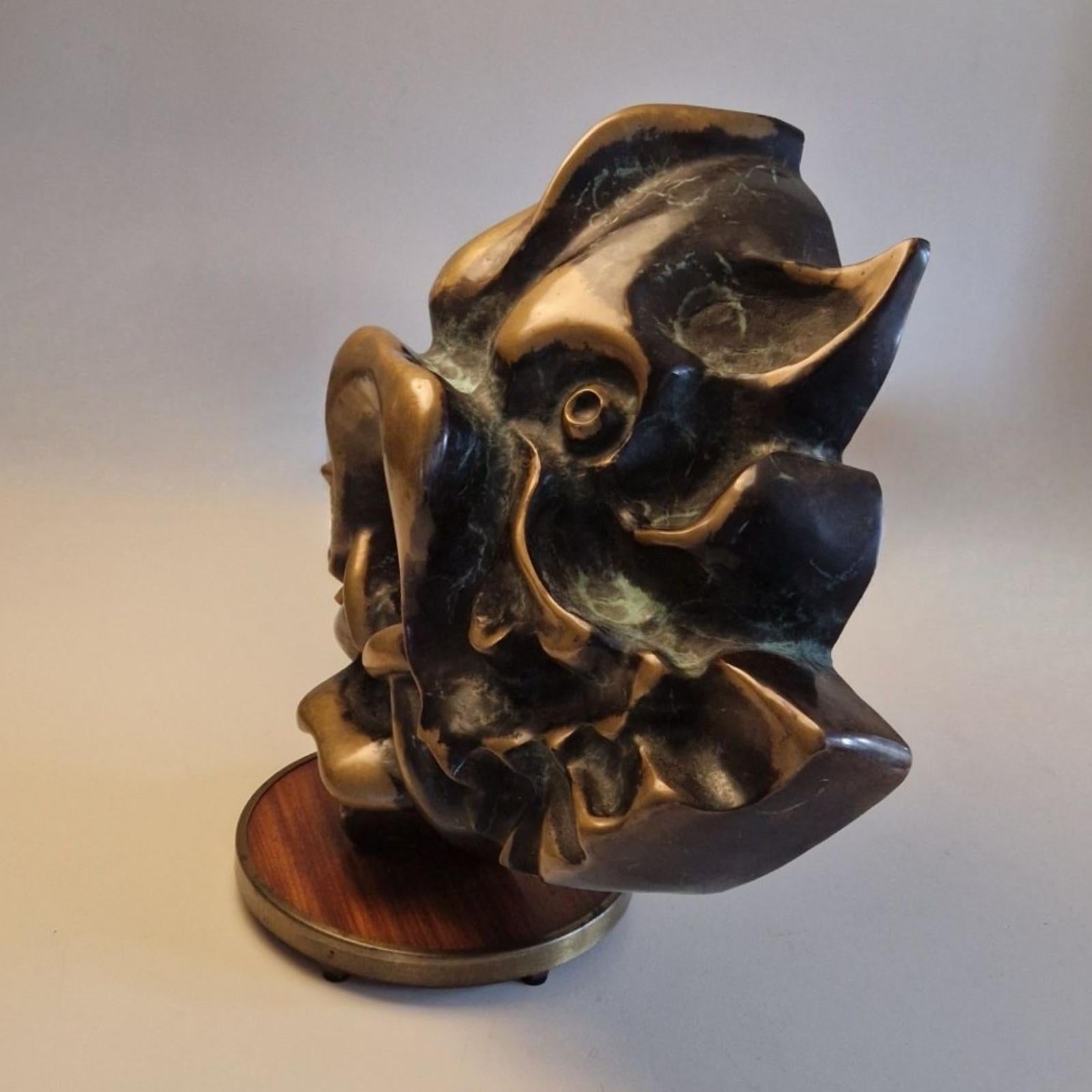 Estatua zoomorfa marina de bronce fundido, Bélgica Años 60 Japonismo en venta