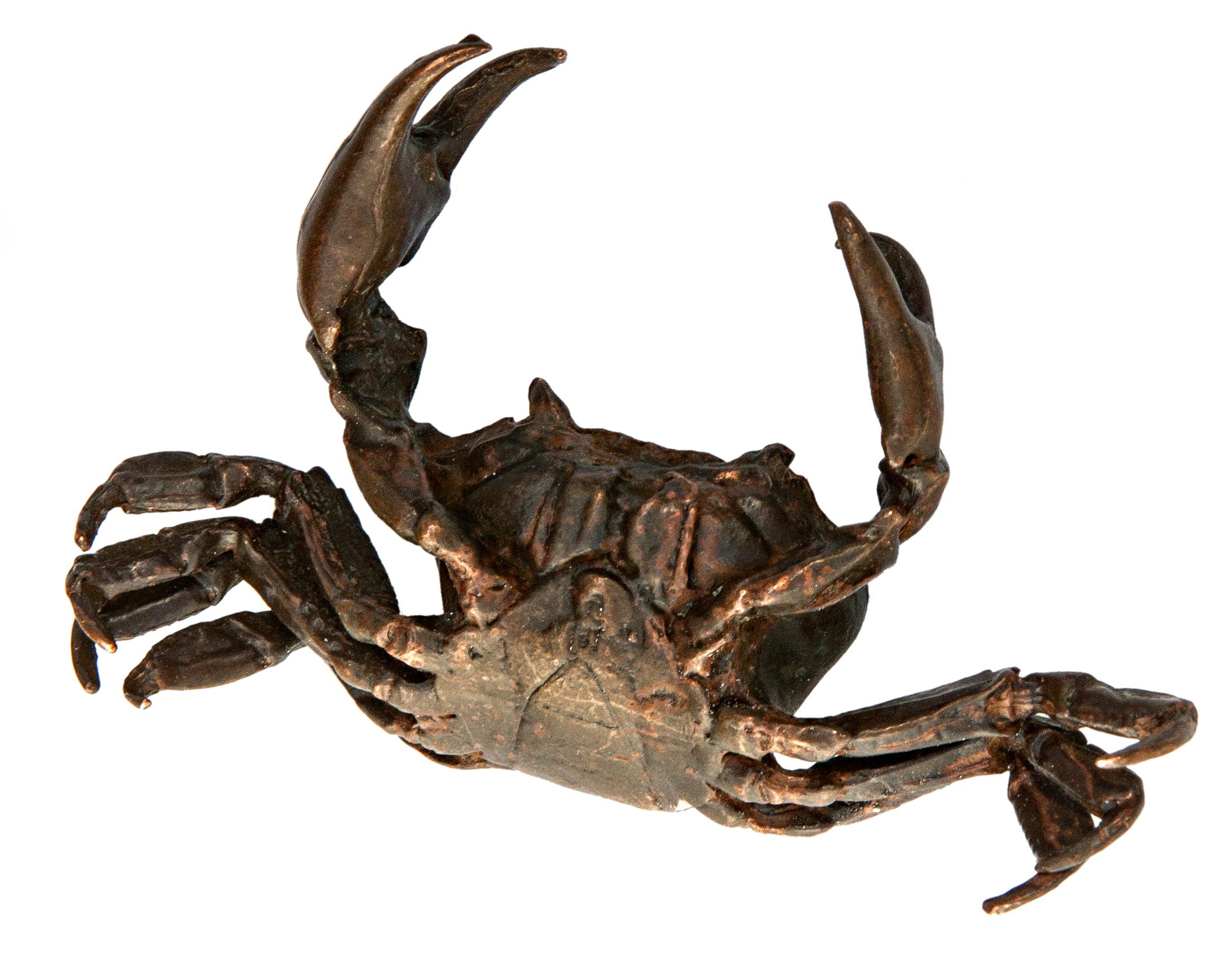 Organico moderno Piccolo granchio in metallo bronzato in vendita