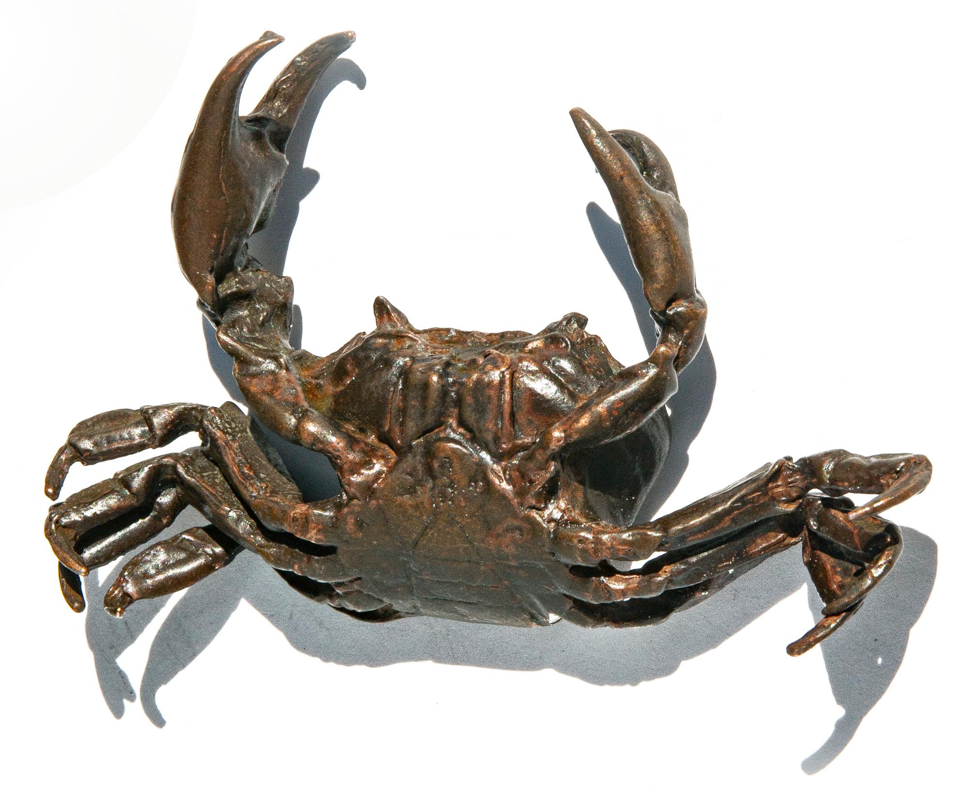 Sconosciuto Piccolo granchio in metallo bronzato in vendita