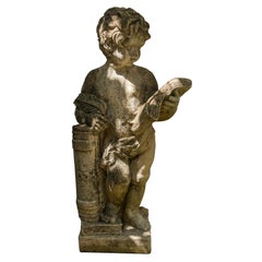 Cast Cement Figure of a Cherub