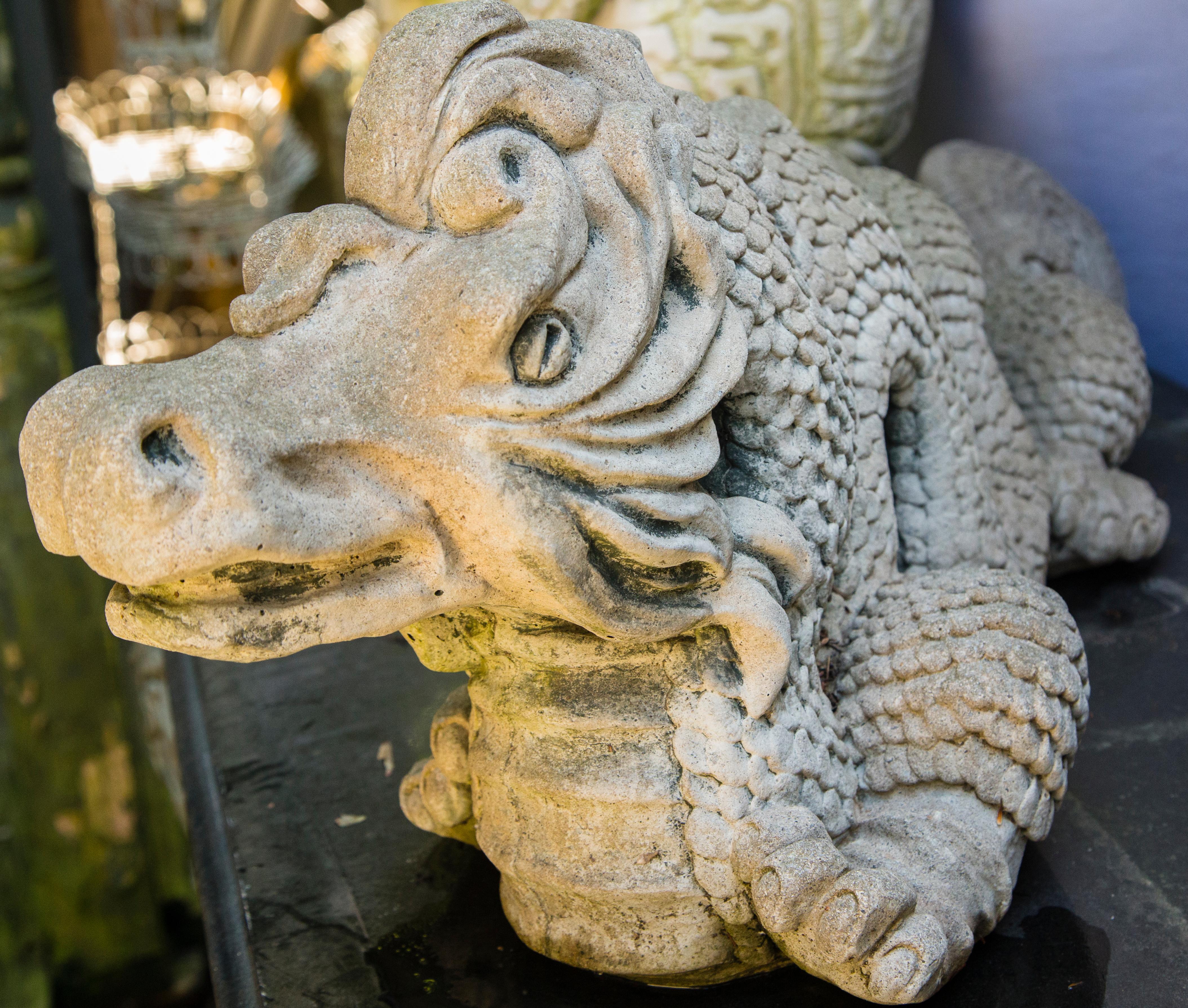 20th Century Cast Cement Figure of a Dragon