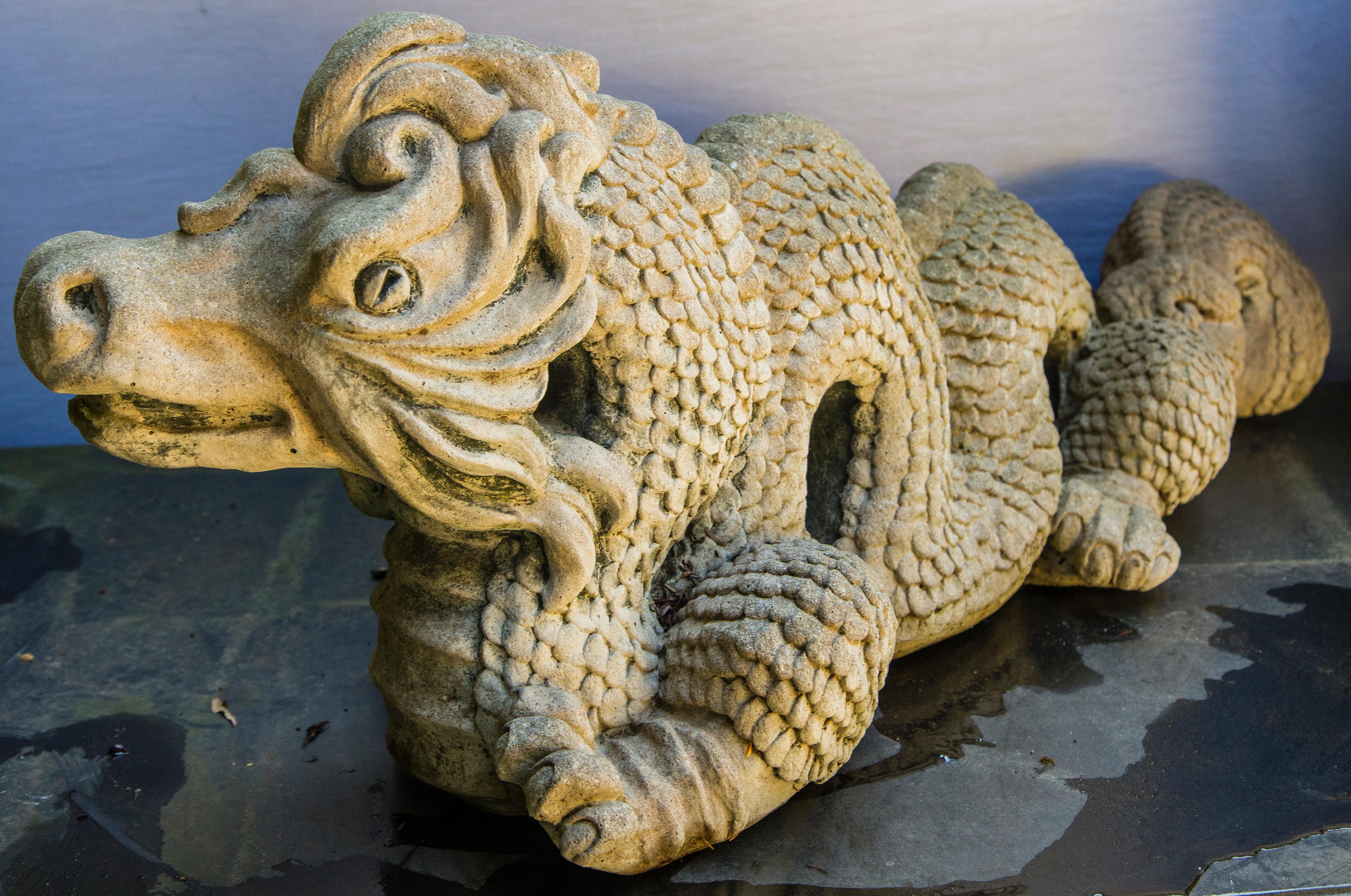 Cast Cement Figure of a Dragon 1