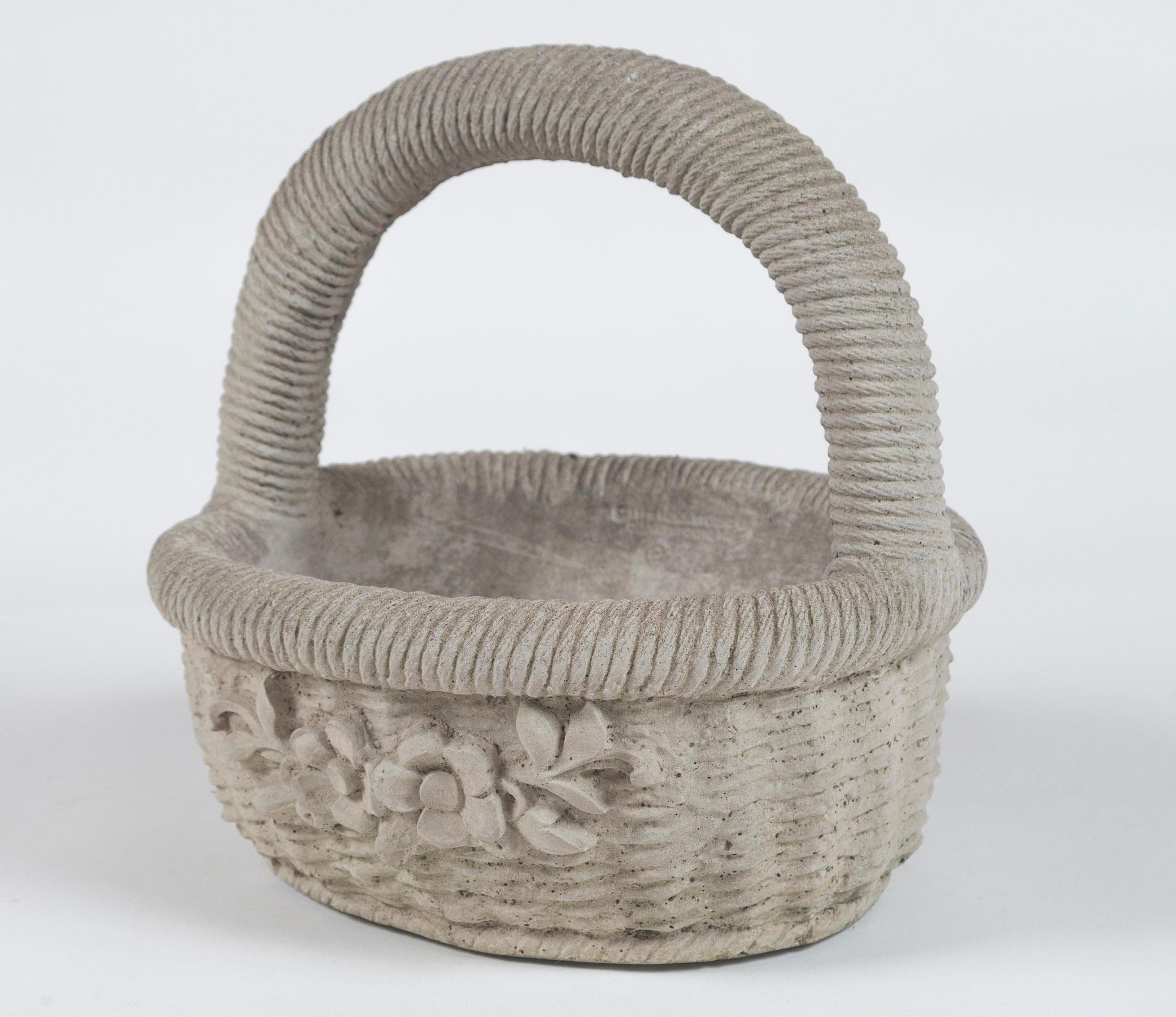 Cast Cement Garden Basket, 20th Century In Good Condition For Sale In Chappaqua, NY