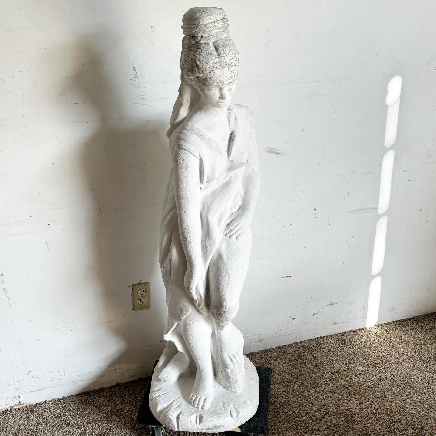 Embrace the timeless elegance of our Cast Cement Garden Statue of a Lady in Robe, a perfect blend of classical beauty and durability, ideal for enhancing any garden or outdoor space.
Vintage pieces may have age-related wear. Review photos carefully,