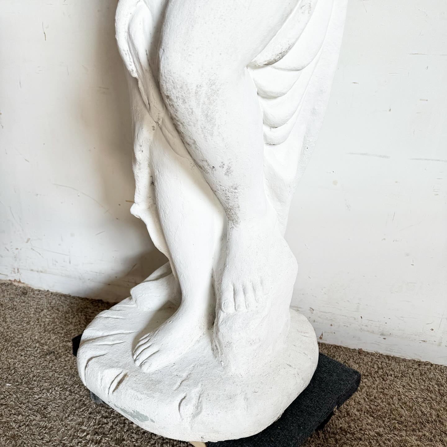 Cast Cement Garden Statue of Lady in Robe In Good Condition For Sale In Delray Beach, FL