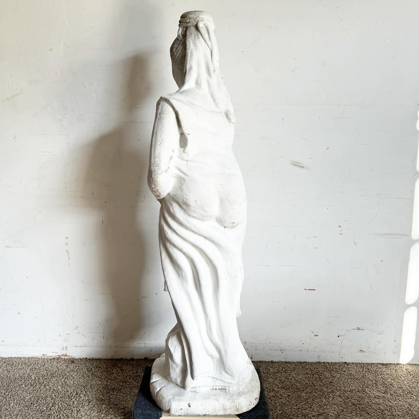 Cast Cement Garden Statue of Lady in Robe For Sale 1