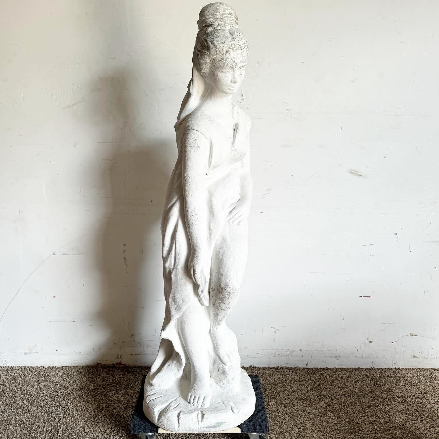 Cast Cement Garden Statue of Lady in Robe For Sale 4