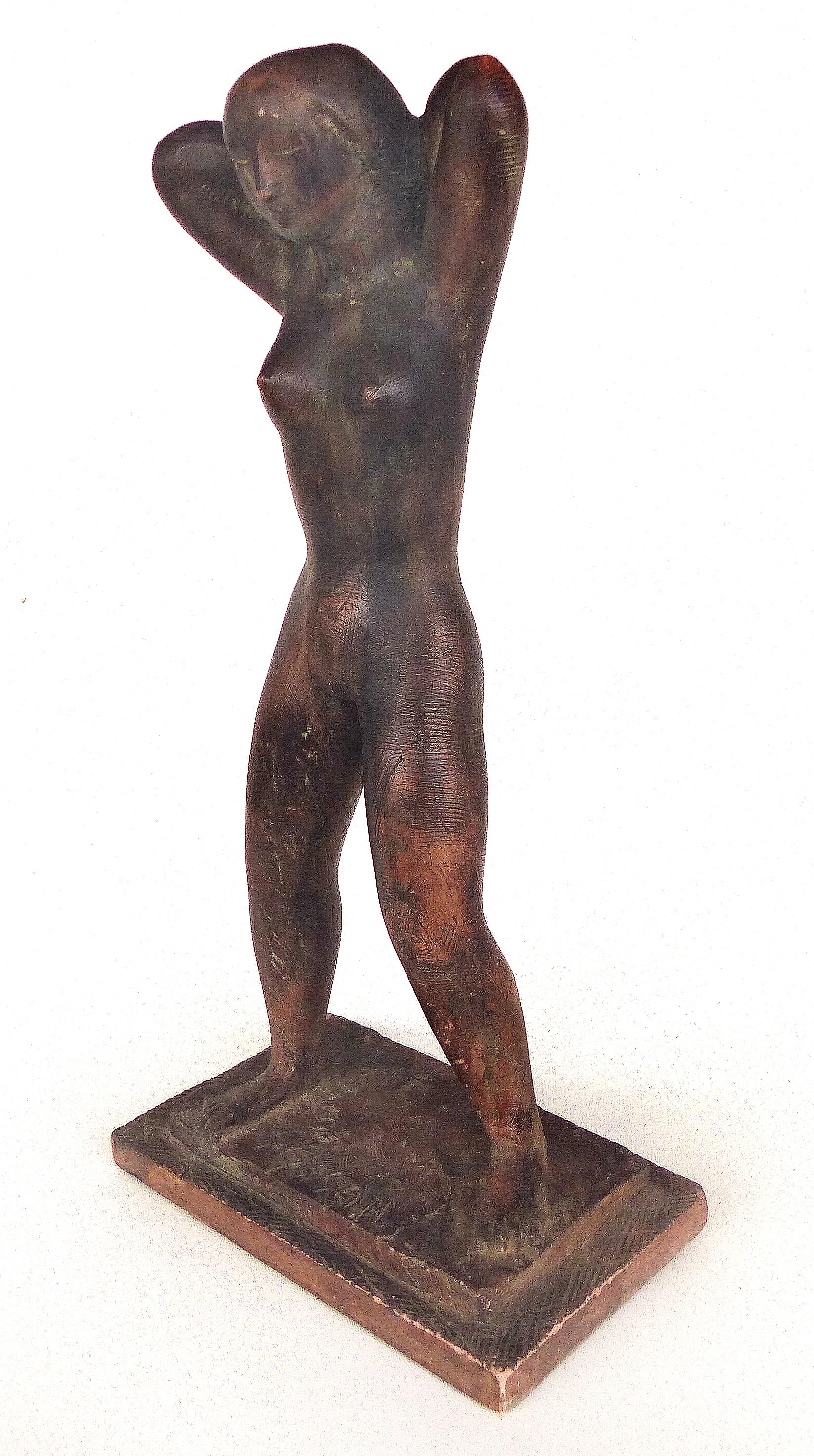 Offered for sale is a cast composition sculpture of a standing nude by artist Chuck Dodson. Dodson was an architect turned sculptor that was a resident artist at the Grove House in Coconut Grove, FL. His sculptures were predominantly of female nudes