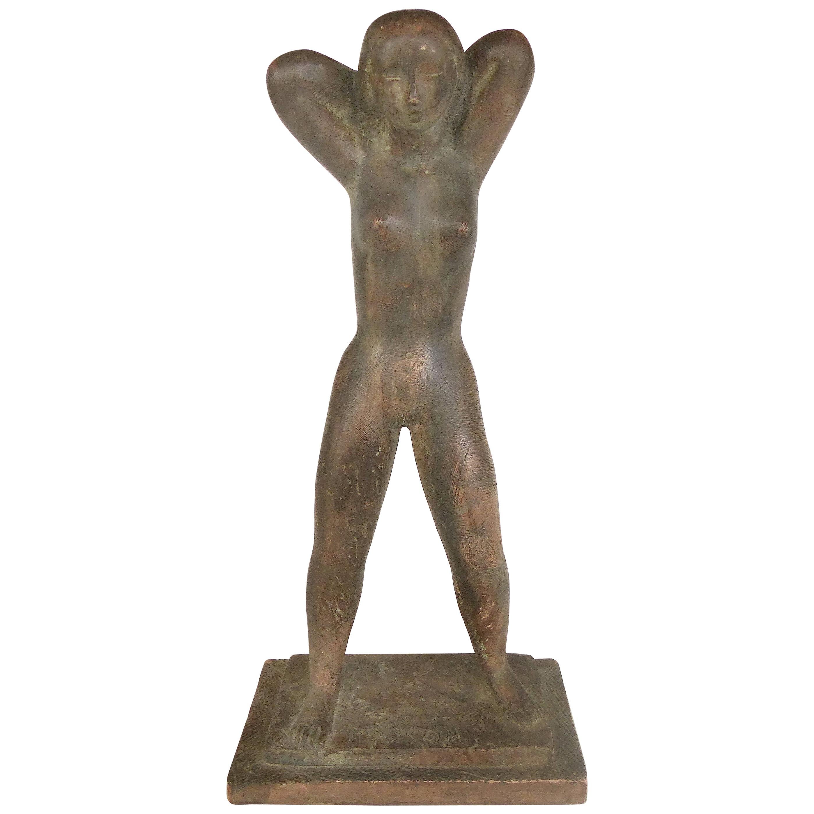 Cast Composition Sculpture of a Standing Nude by Chuck Dodson, American, 1970s