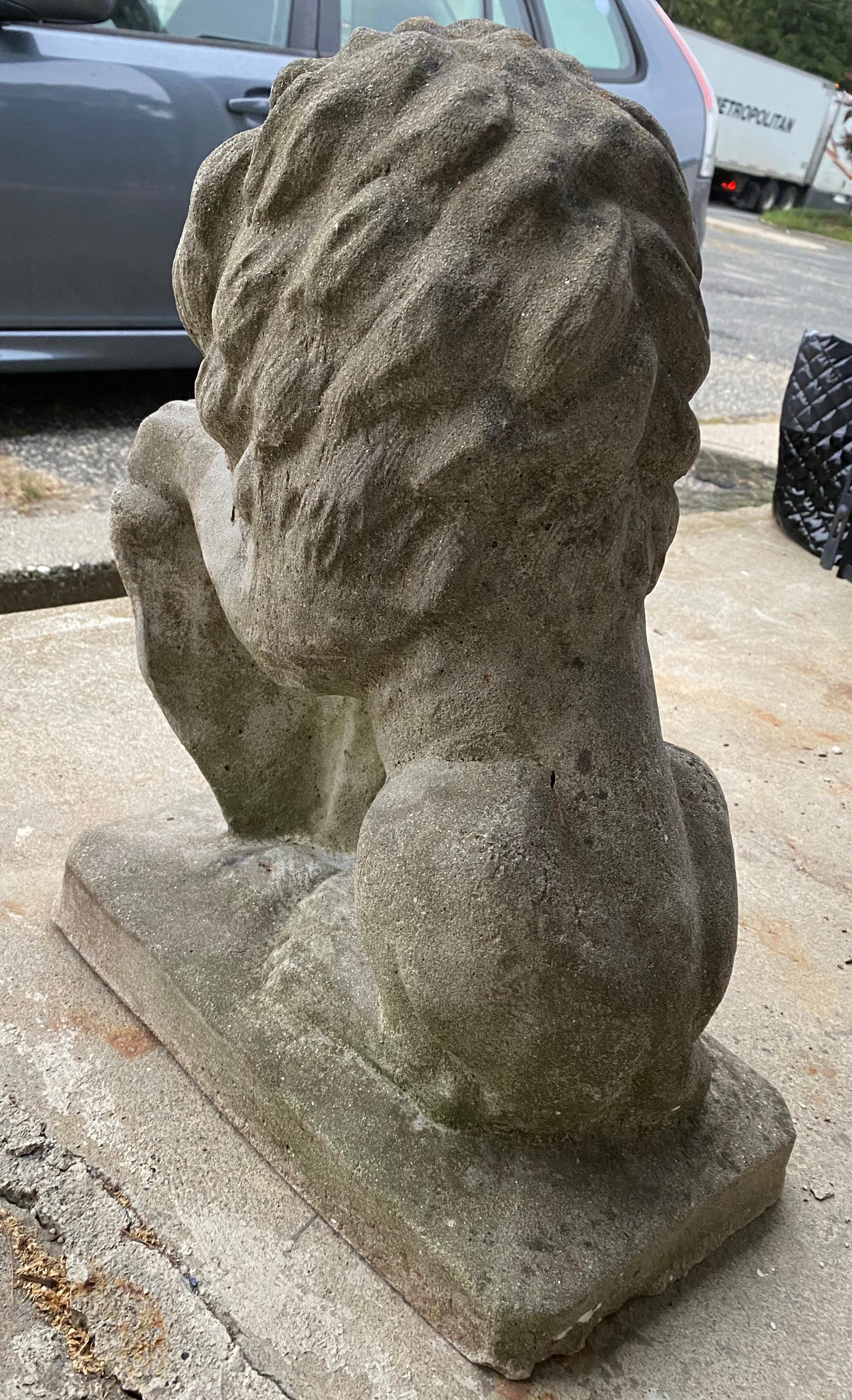 Cast Concrete Lion Statue In Good Condition In Sheffield, MA