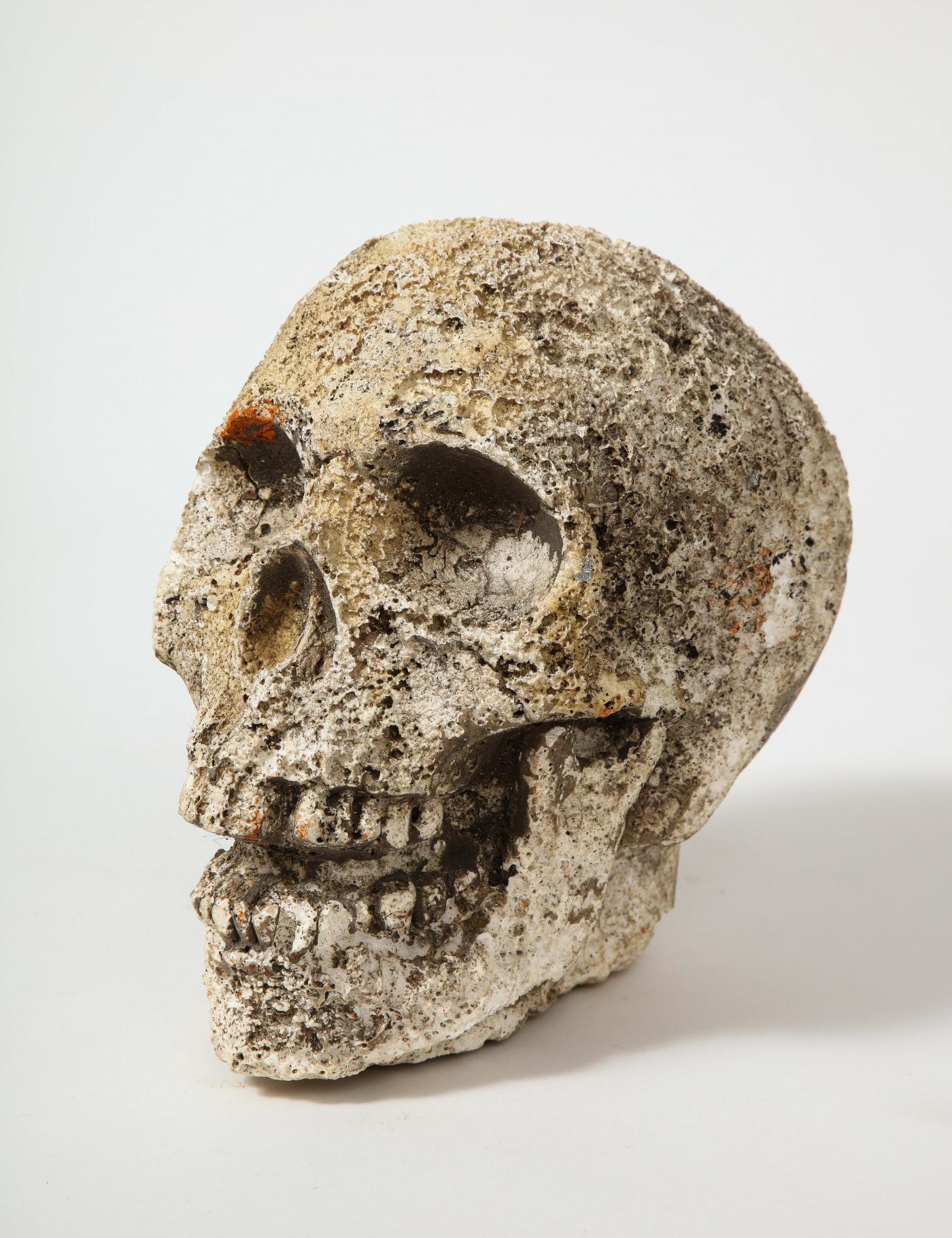 American Cast Concrete Sculpture of a Skull For Sale