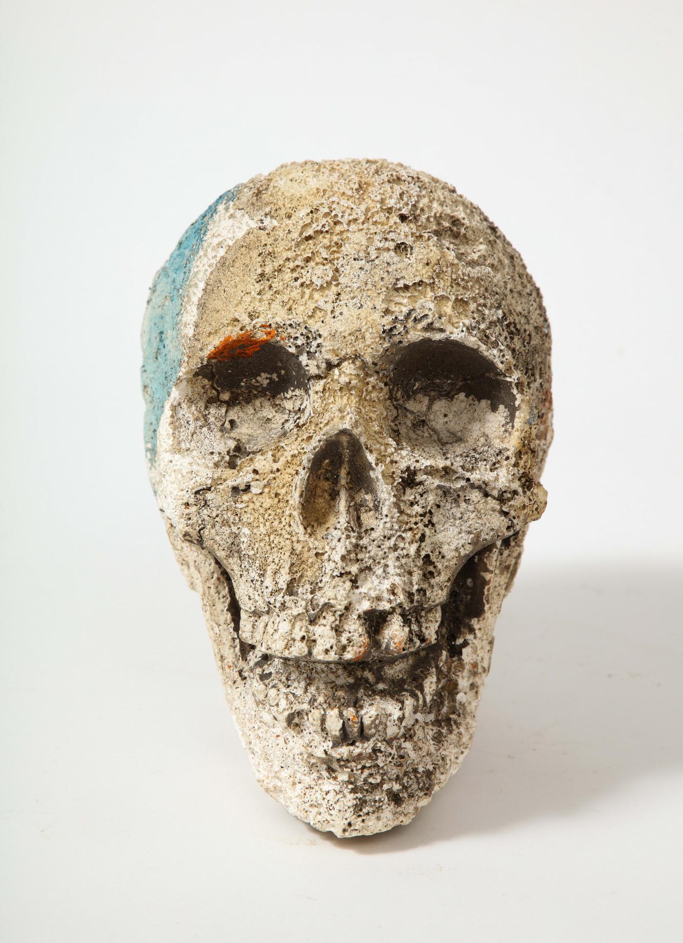 Cast Concrete Sculpture of a Skull In Excellent Condition For Sale In New York City, NY