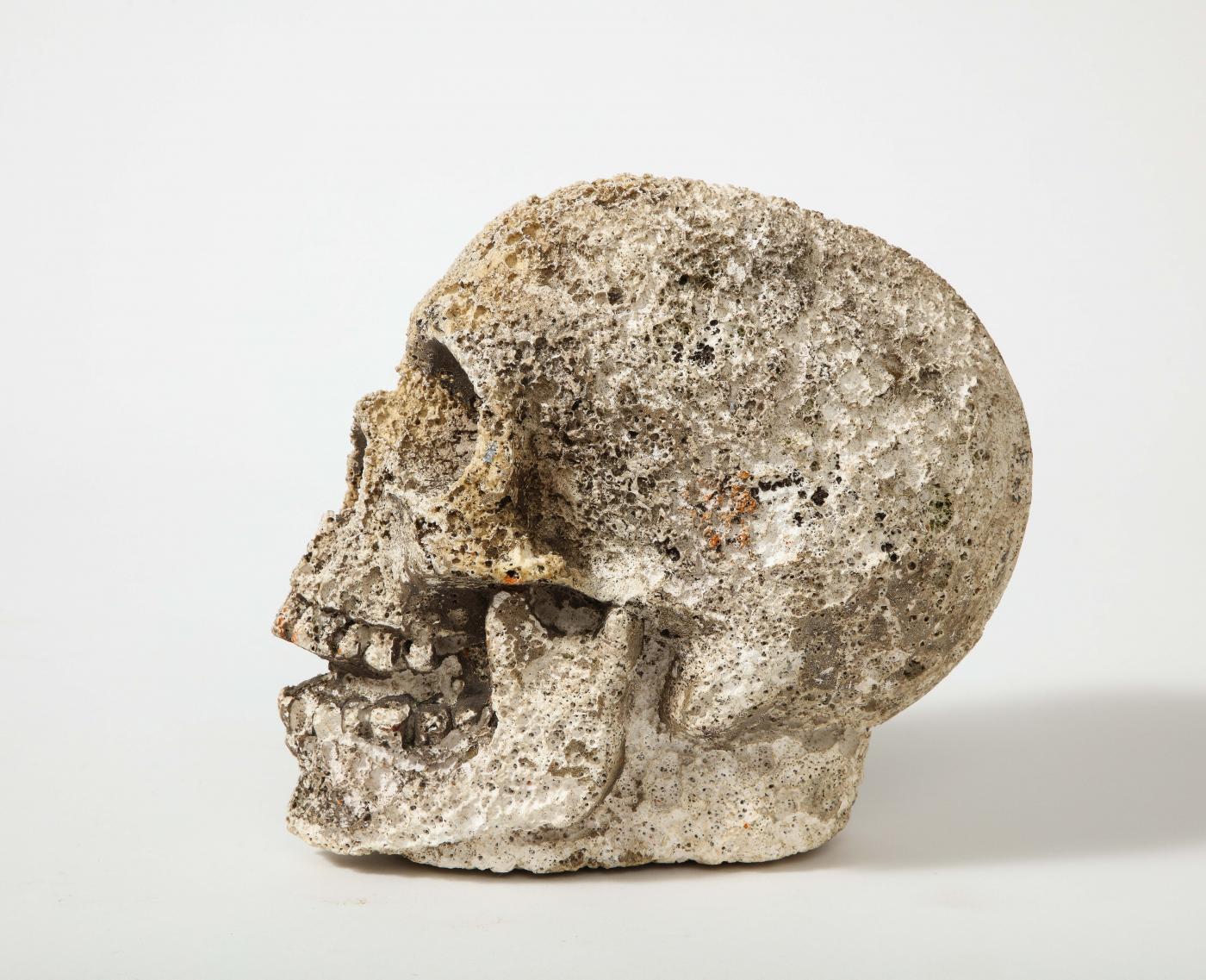 20th Century Cast Concrete Sculpture of a Skull For Sale