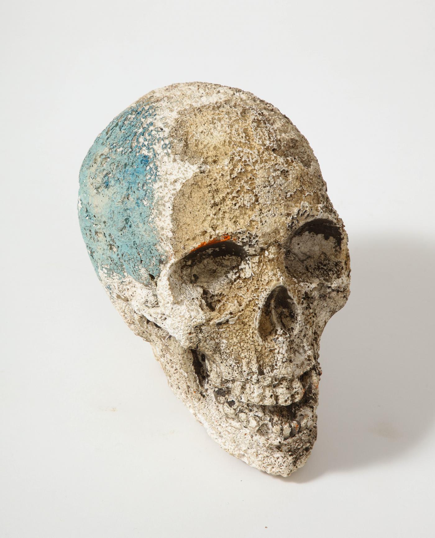 Cast Concrete Sculpture of a Skull For Sale 1