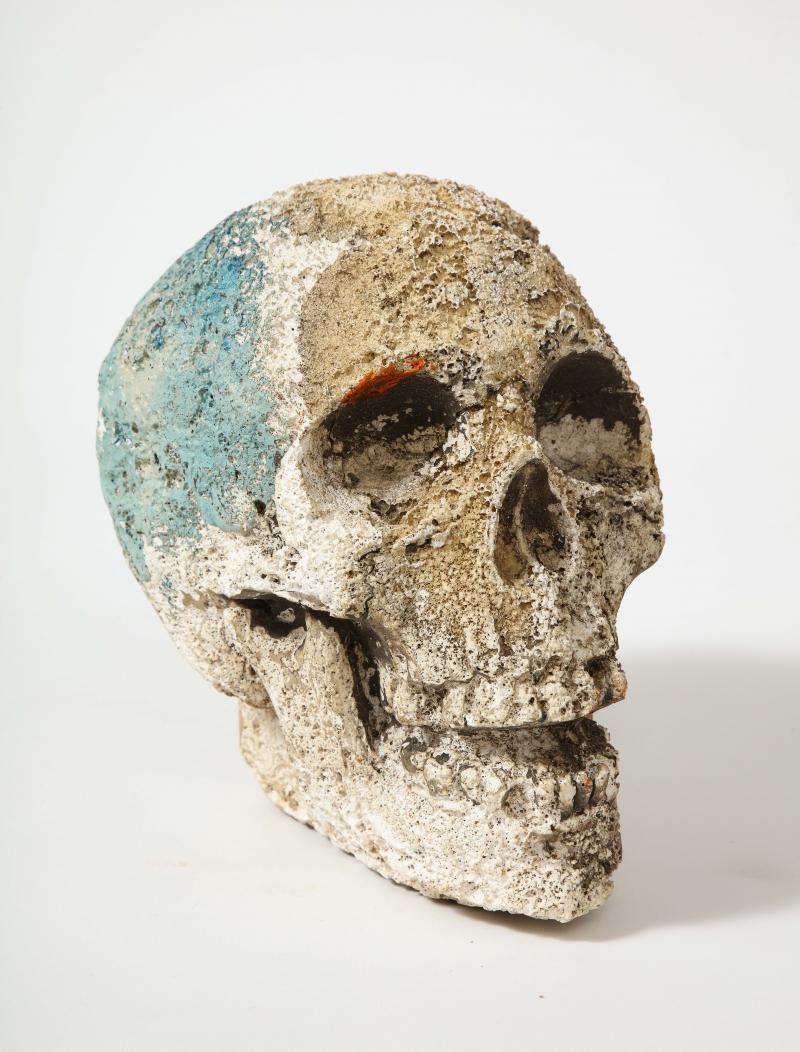 Cast Concrete Sculpture of a Skull For Sale 2