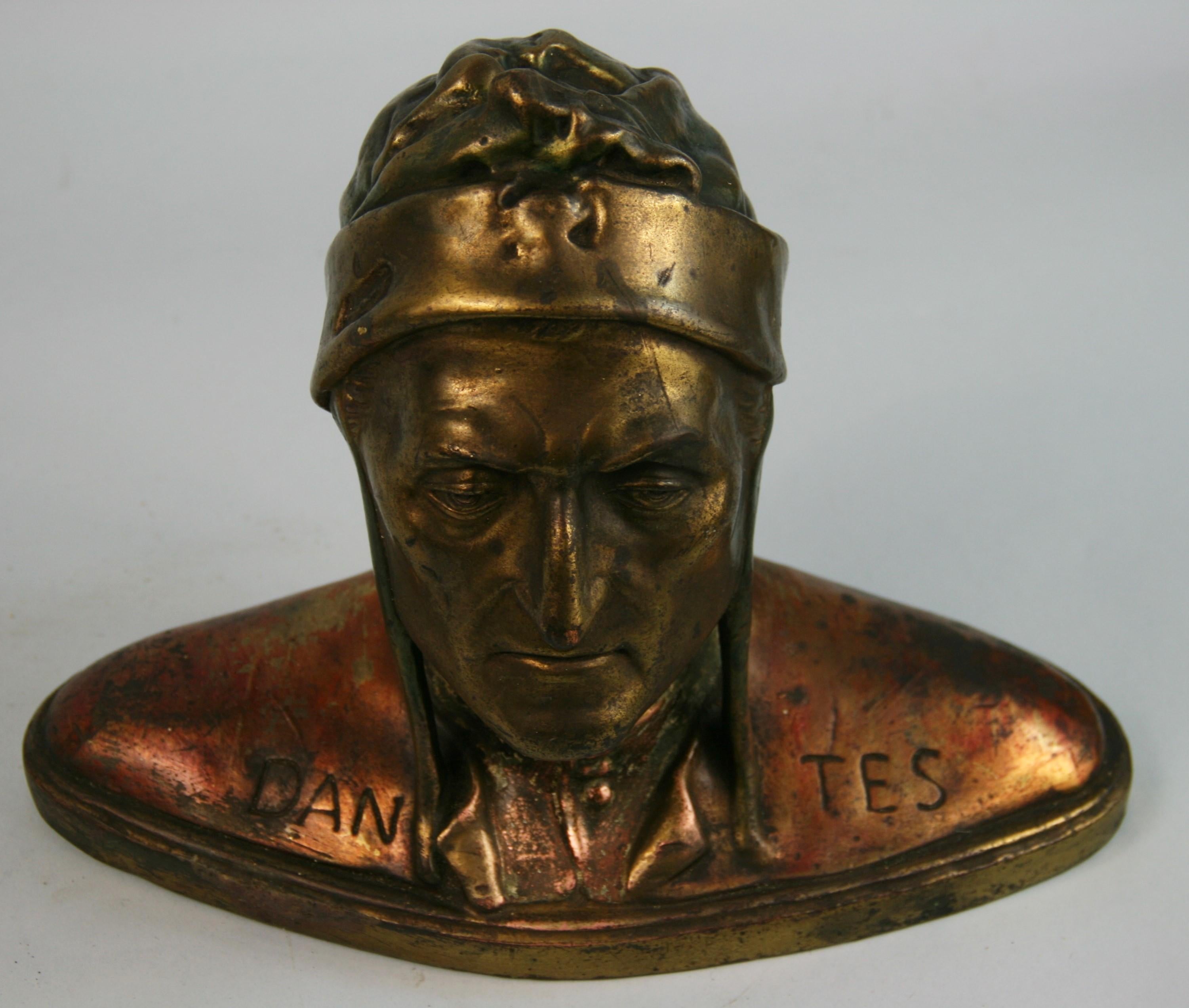 Antique Cast Copper Bust/Sculpture of Dantes  1940 5