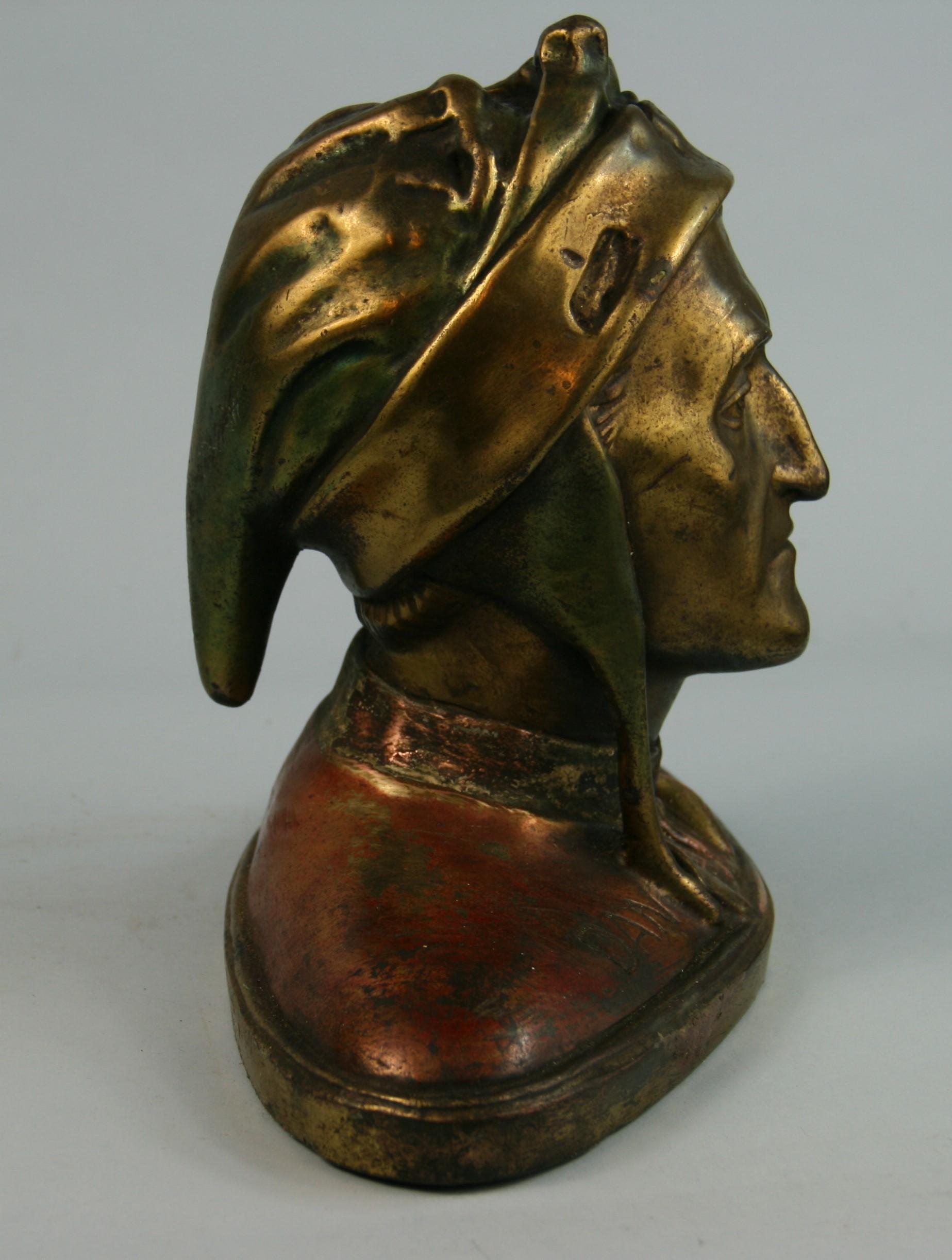 Antique Cast Copper Bust/Sculpture of Dantes  1940 1