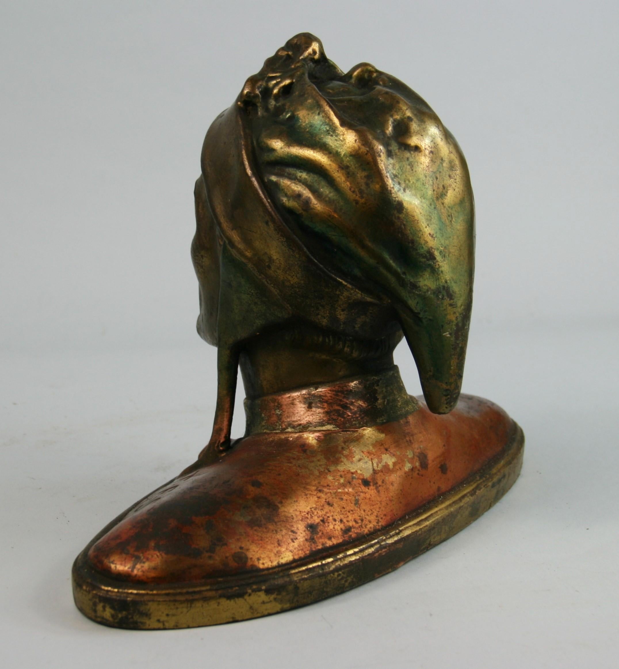 Antique Cast Copper Bust/Sculpture of Dantes  1940 3