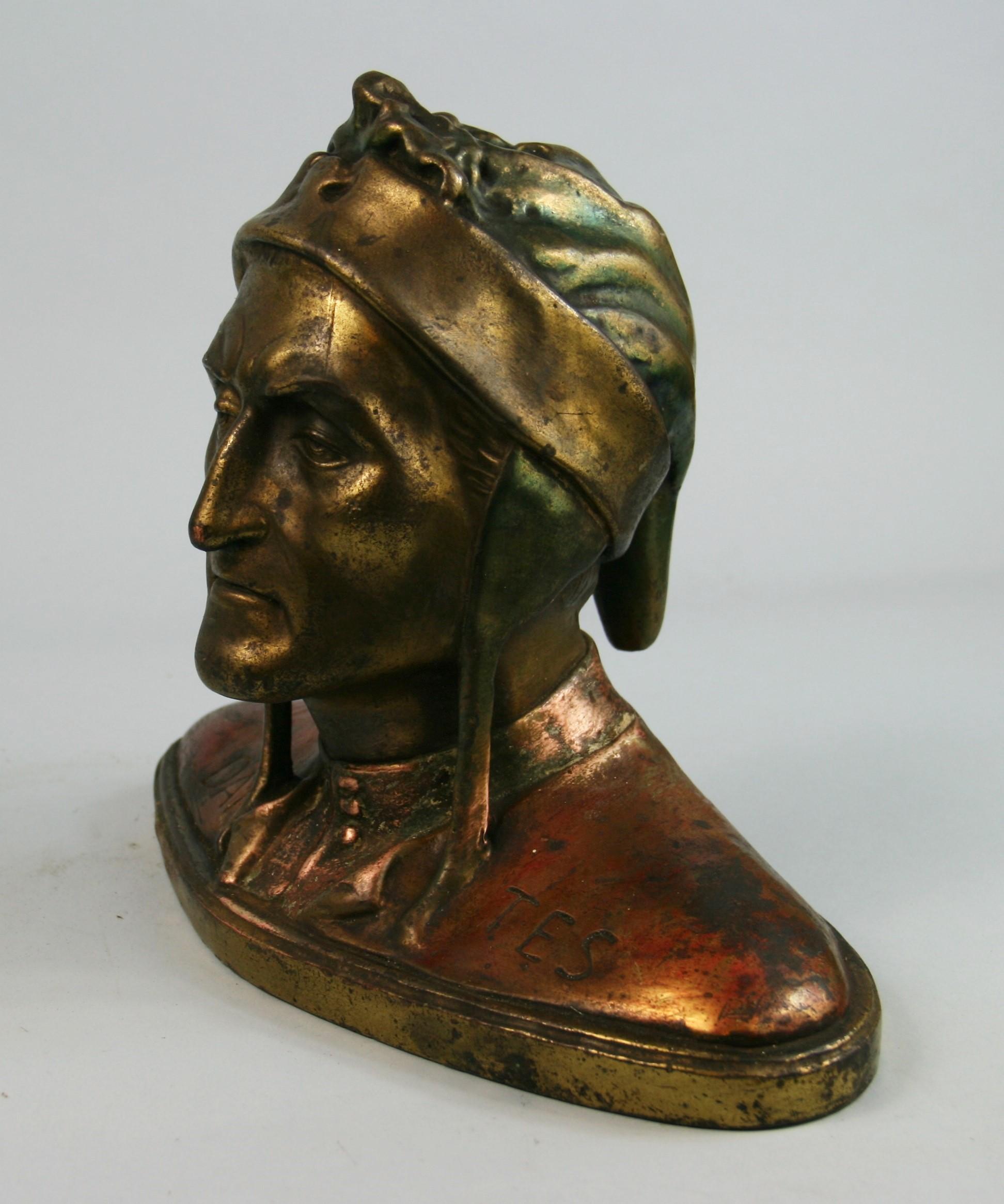 Antique Cast Copper Bust/Sculpture of Dantes  1940 4