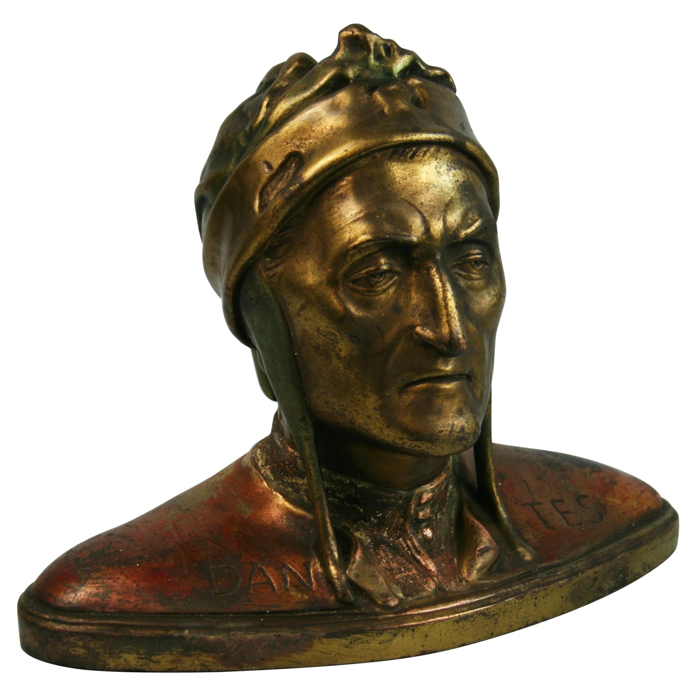 Antique Cast Copper Bust/Sculpture of Dantes  1940