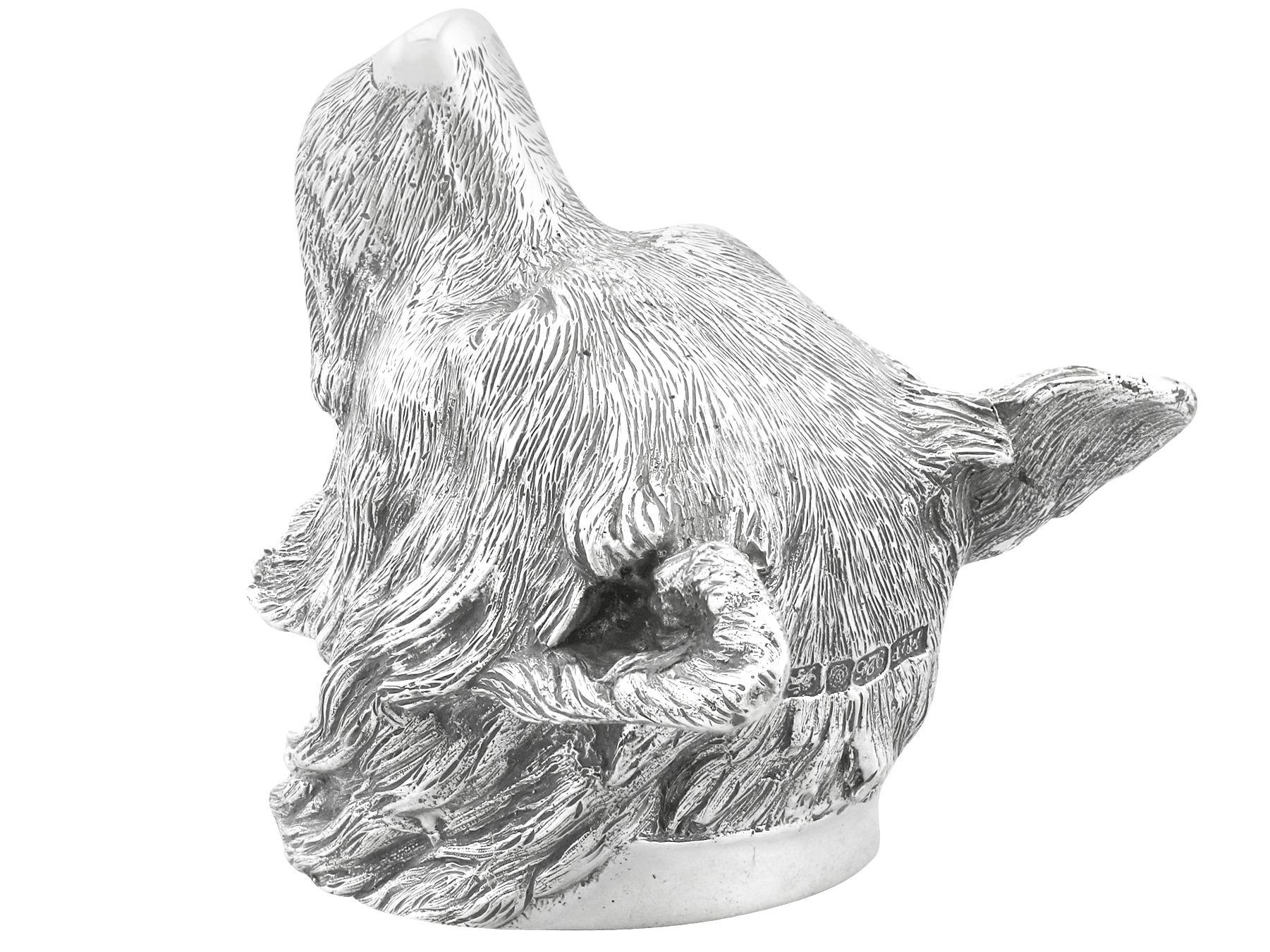 British Cast English Sterling Silver Dog Stirrup Cup For Sale