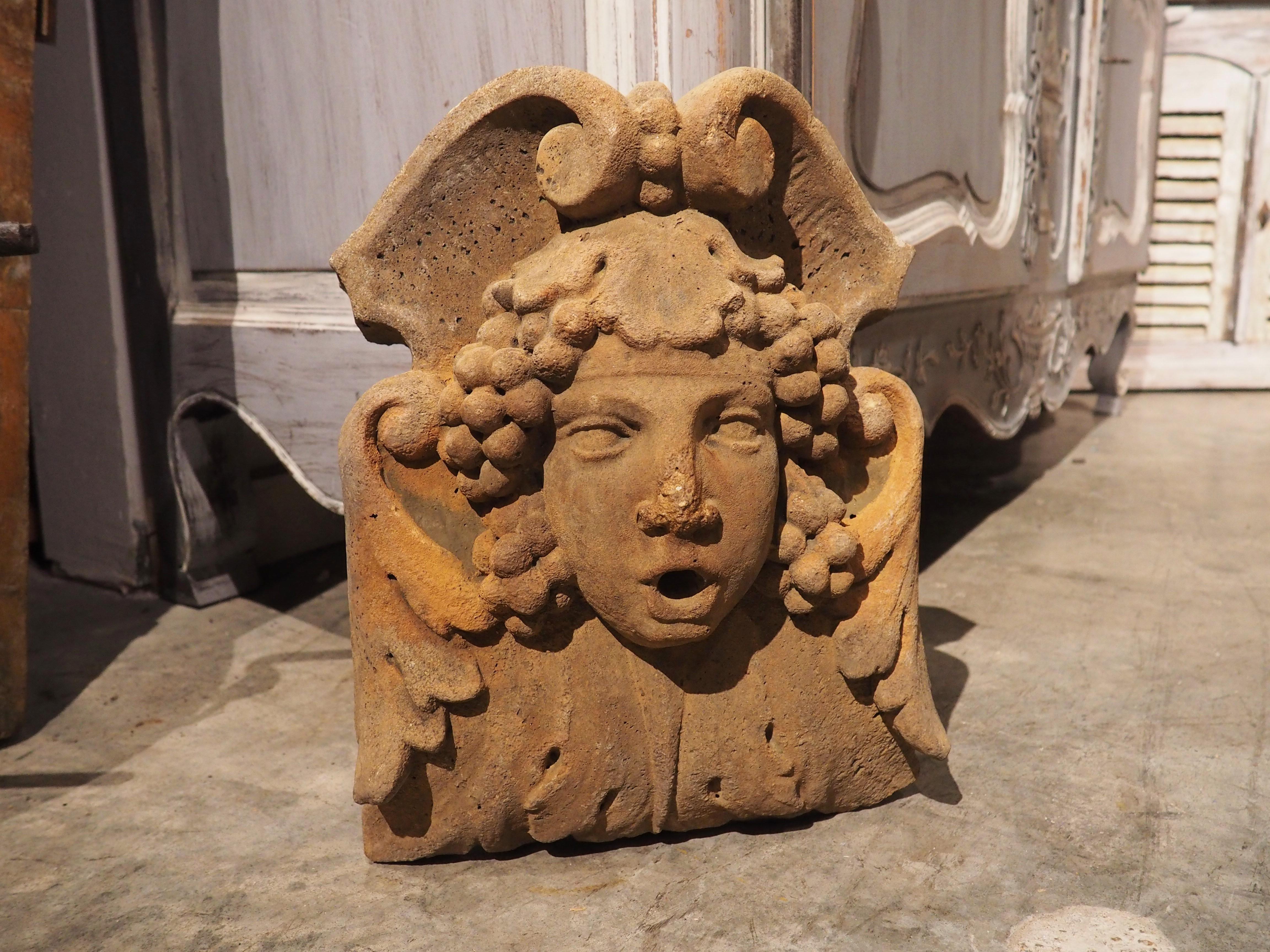 Cast Fountain Mask Element or Spout in Ochre Finish from France 4