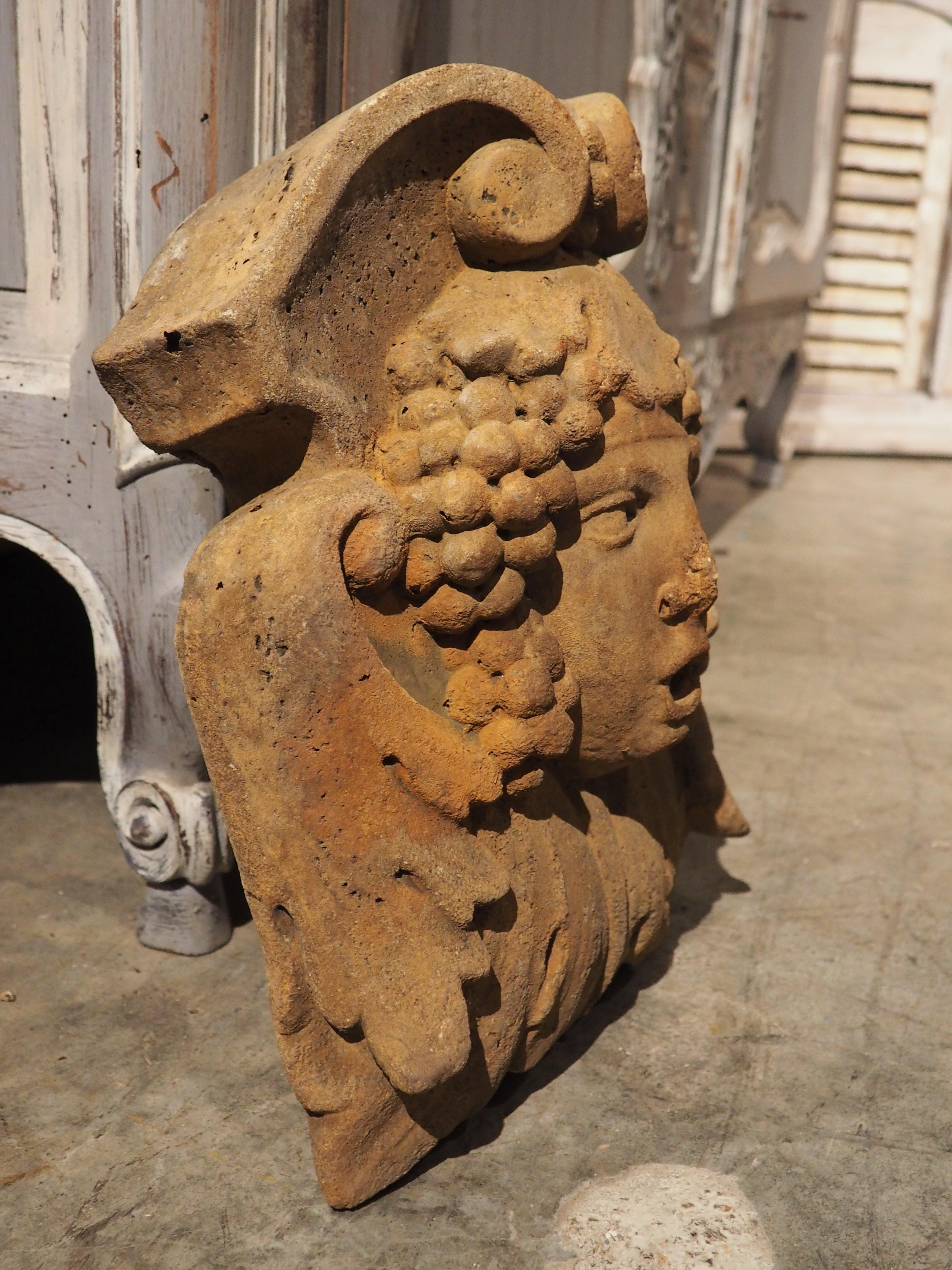 Cast Fountain Mask Element or Spout in Ochre Finish from France 1