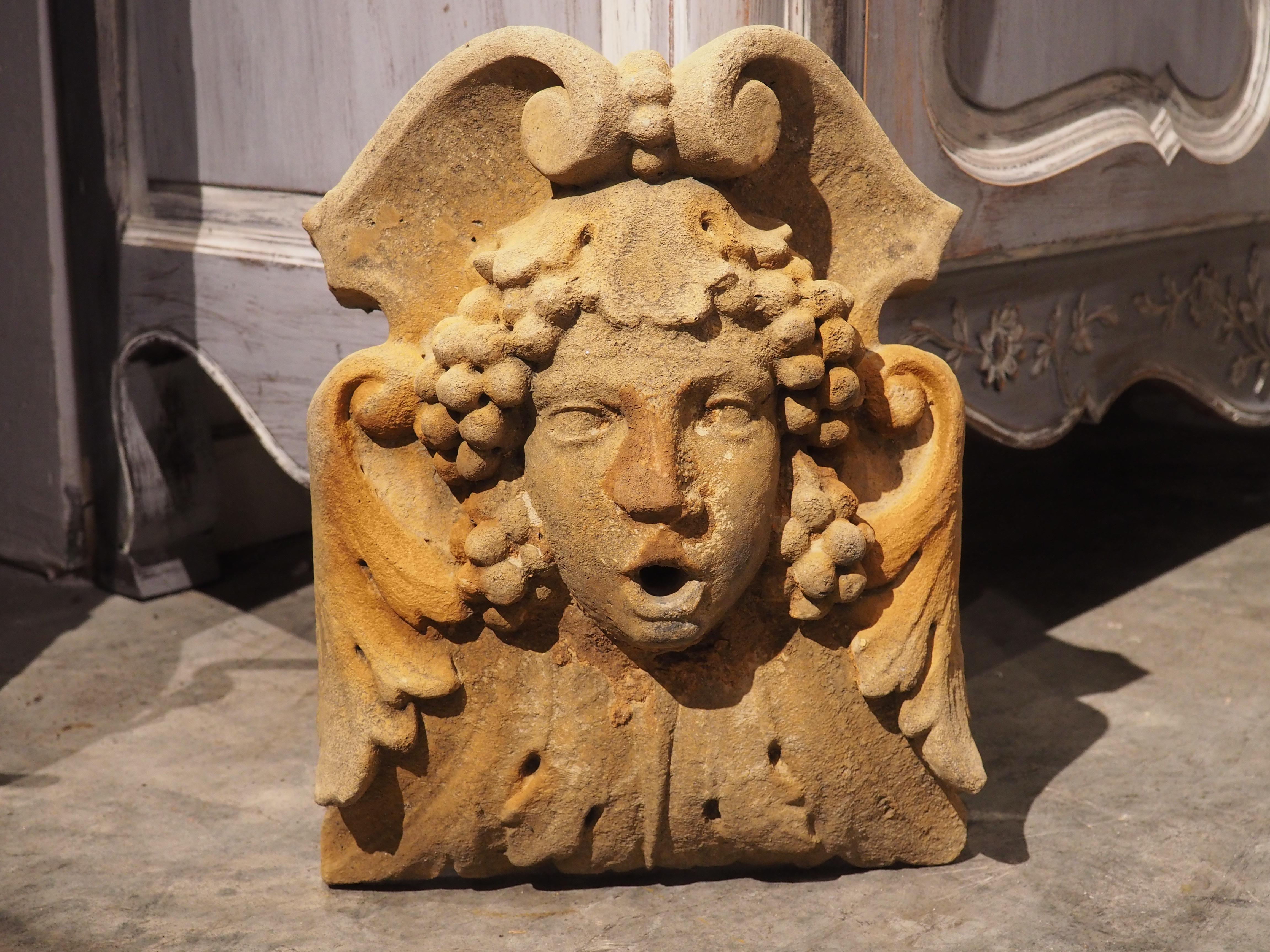 Cast Fountain Mask Element or Spout in Ochre Finish from France 2