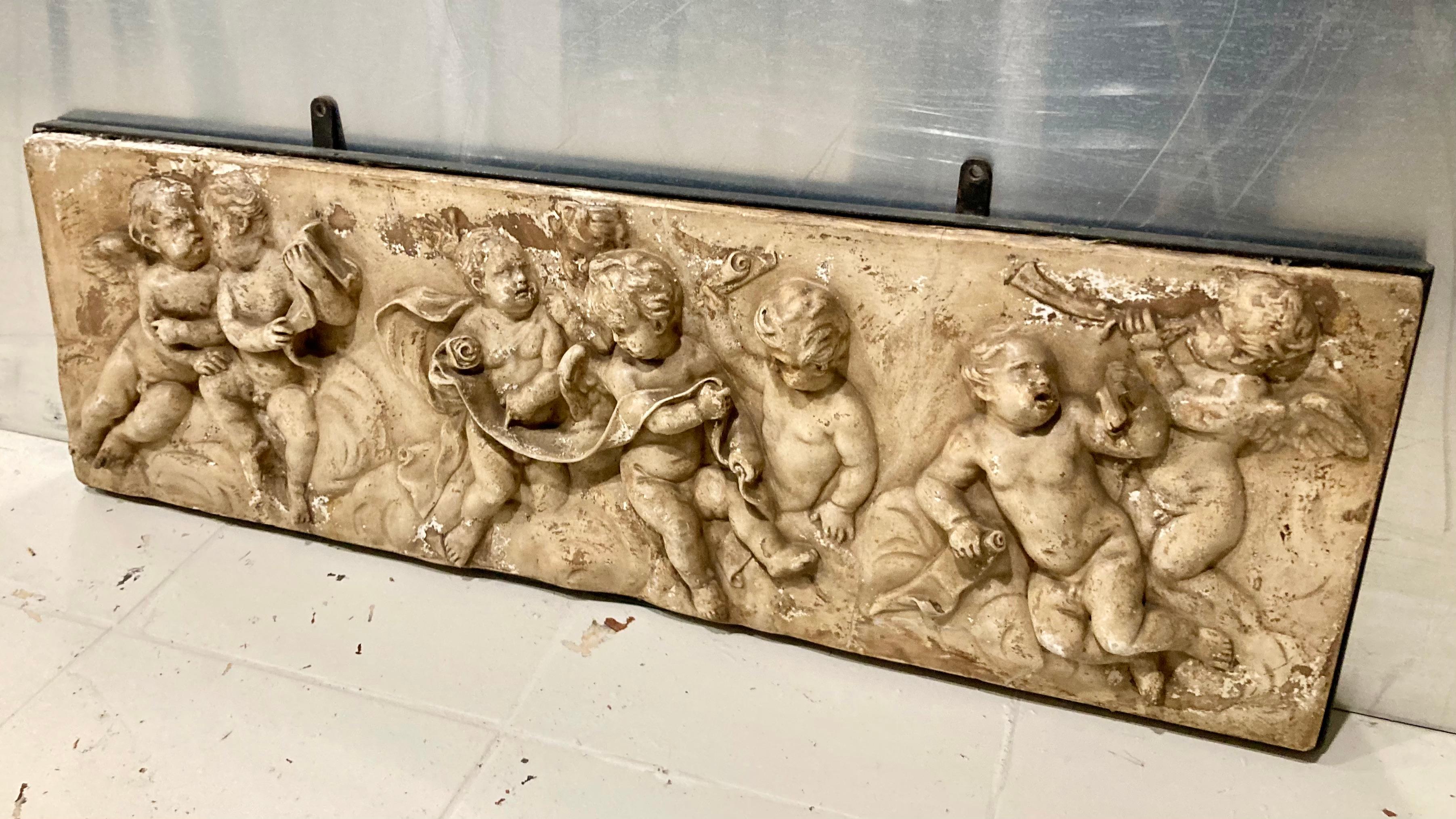 Cast Frieze Cherubs In Good Condition For Sale In Los Angeles, CA