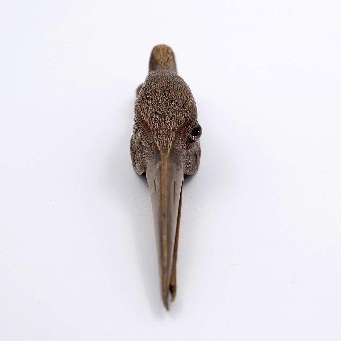 Cast gilt brass paper clip in the form of a snipe - Circa 1900 For Sale 4