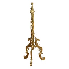 Antique Cast Gilt-Brass Telescopic Standard Lamp