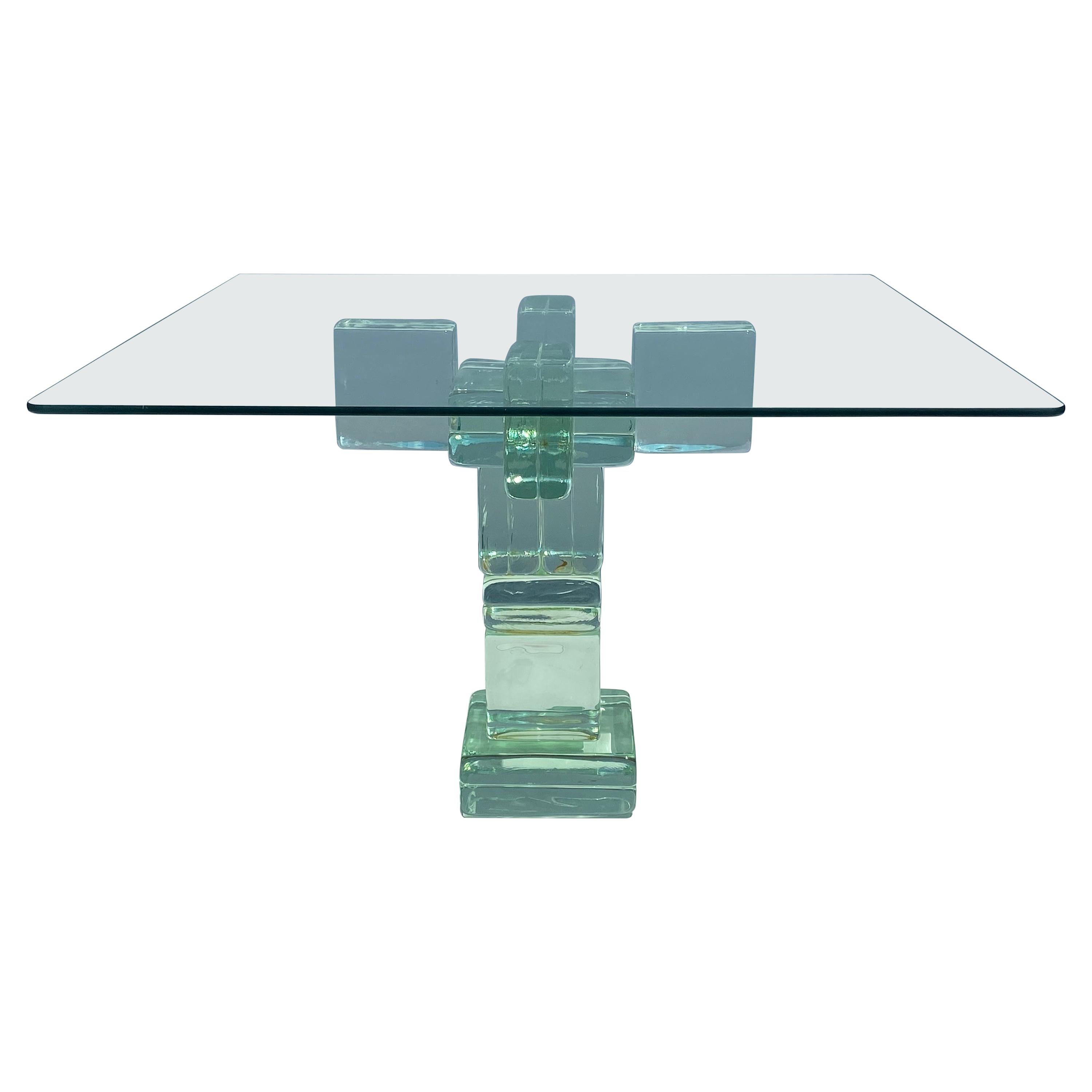 Cast Glass Blocks Side / End Table For Sale