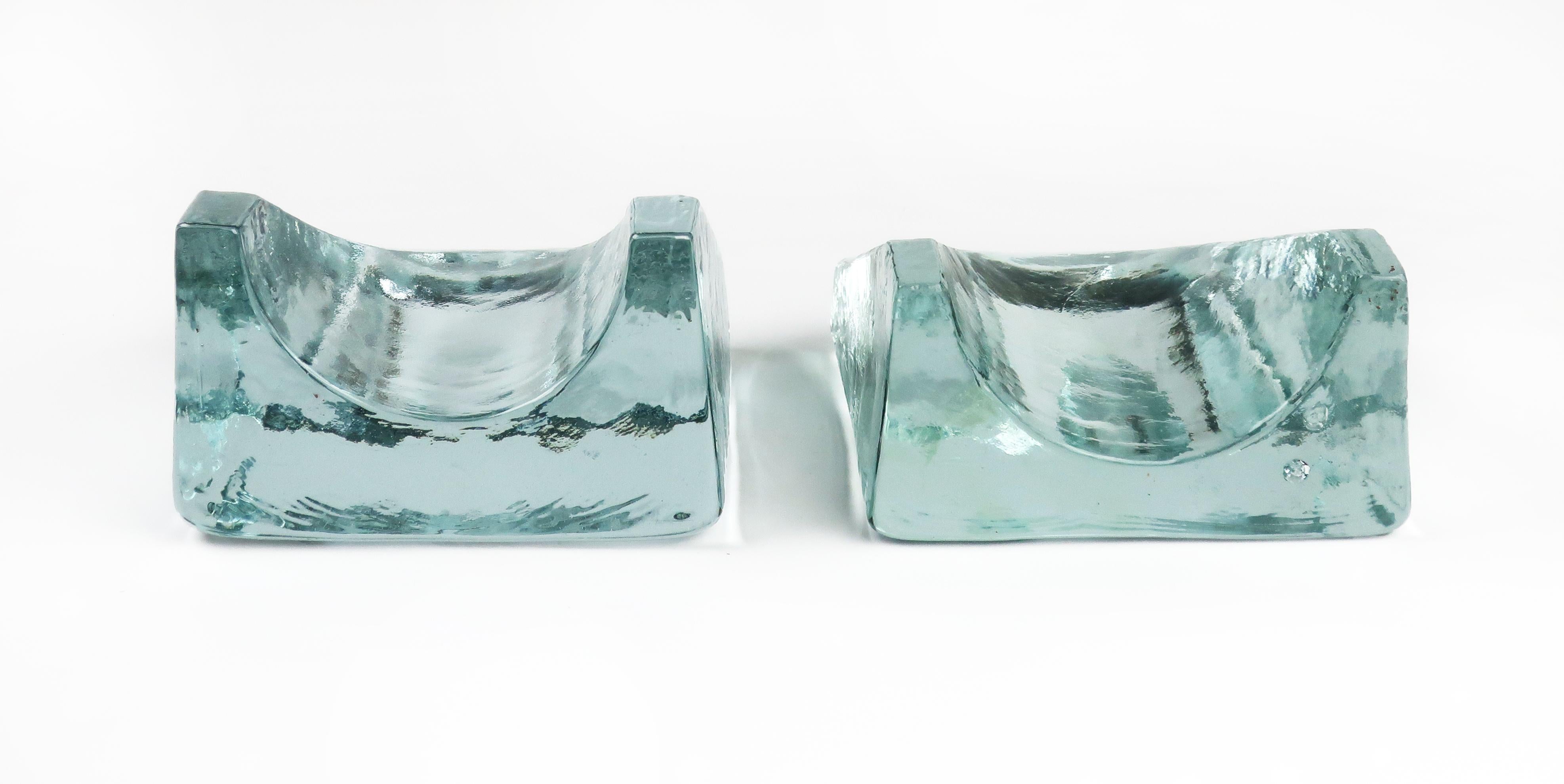 Cast Glass Bookends by Wayne Husted for Blenko In Good Condition In Brooklyn, NY