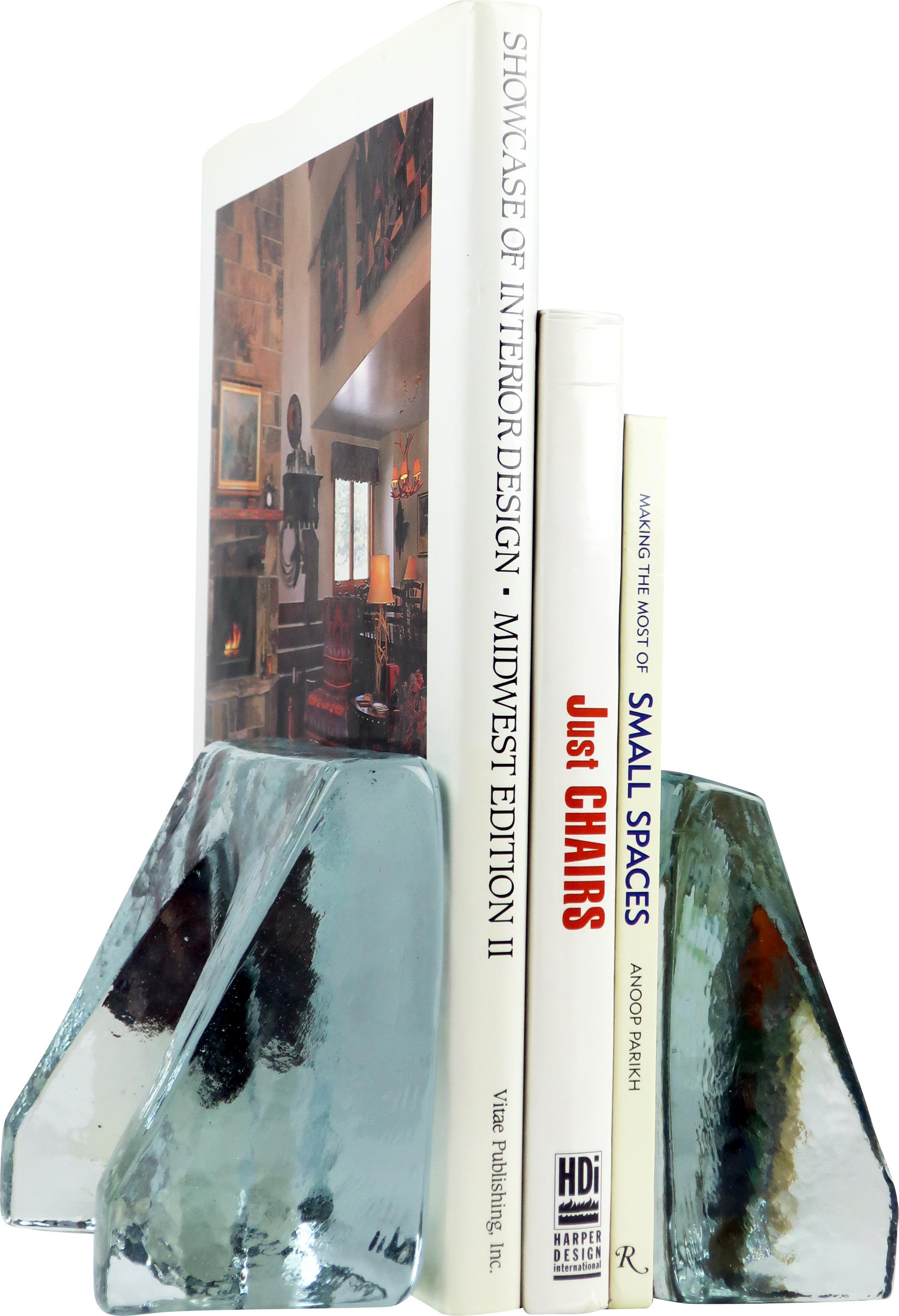 Cast Glass Bookends by Wayne Husted for Blenko 1