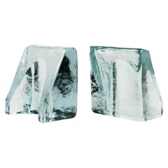 Cast Glass Bookends by Wayne Husted for Blenko