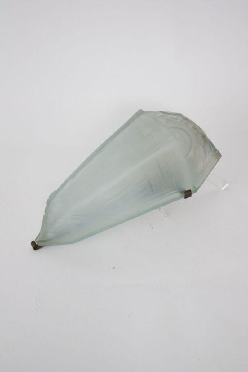 French Cast Glass Dramatic Parisian Art Deco Sconce For Sale
