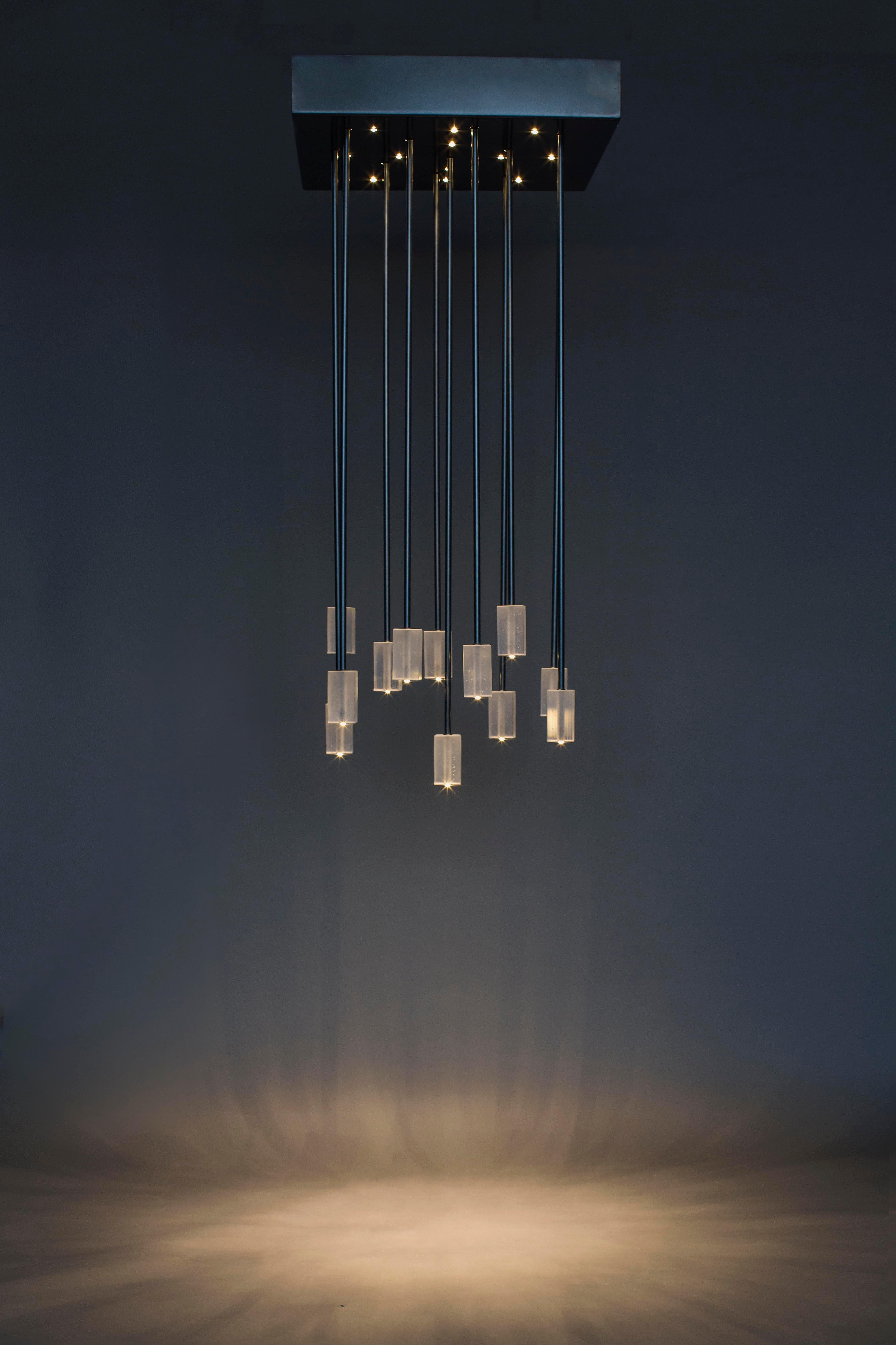 Contemporary Cast Glass Outdoor Chandelier For Sale