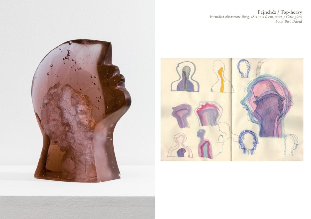 Scultura in vetro fuso ACEDIA dell'artista del vetro Stella Koleszár in vendita 2