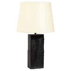 Black Cast Glass Table Lamp, USA 1960's