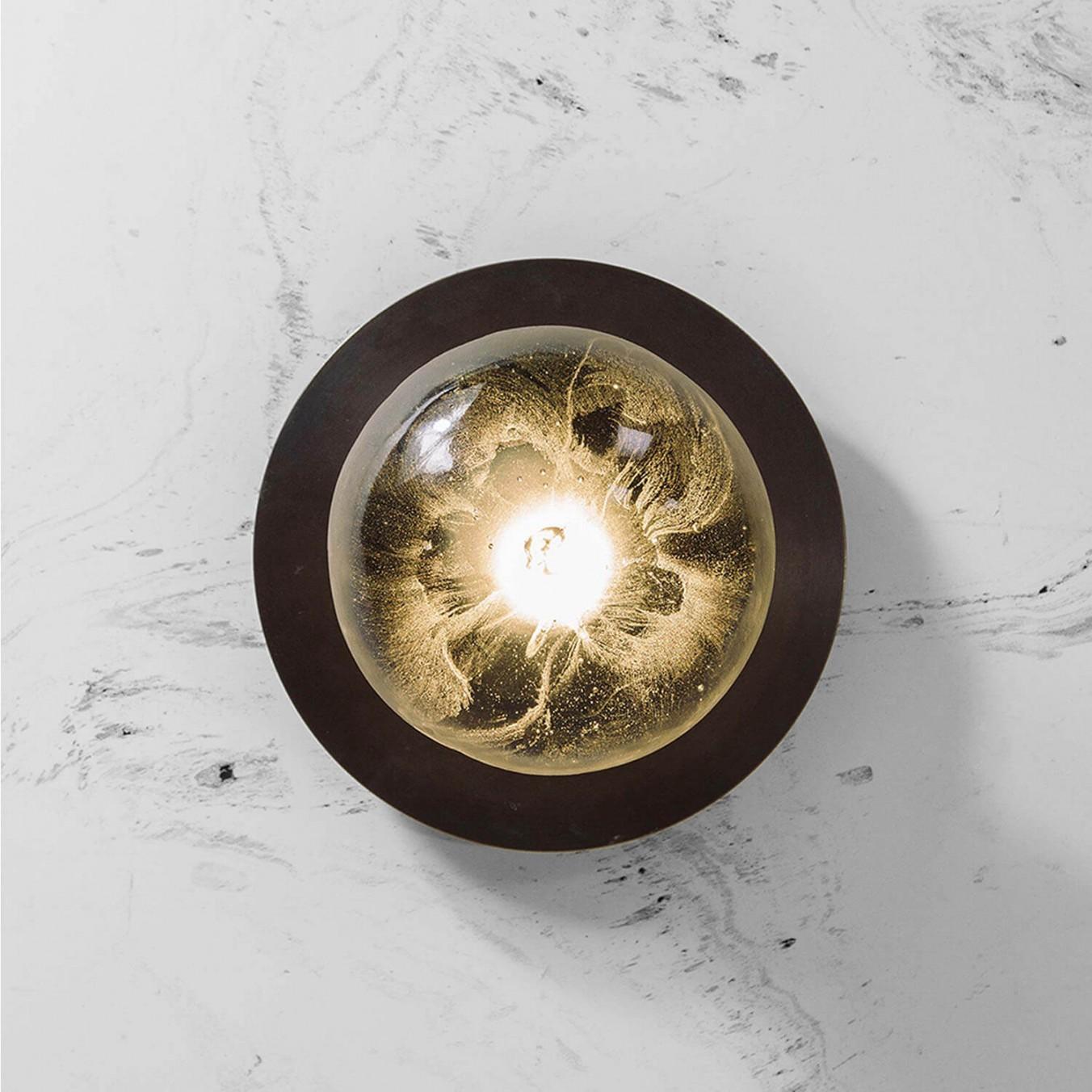 Modern Cast Glass With Patinated Brass Wall Sconce, Iris Grey by Garnier&Linker