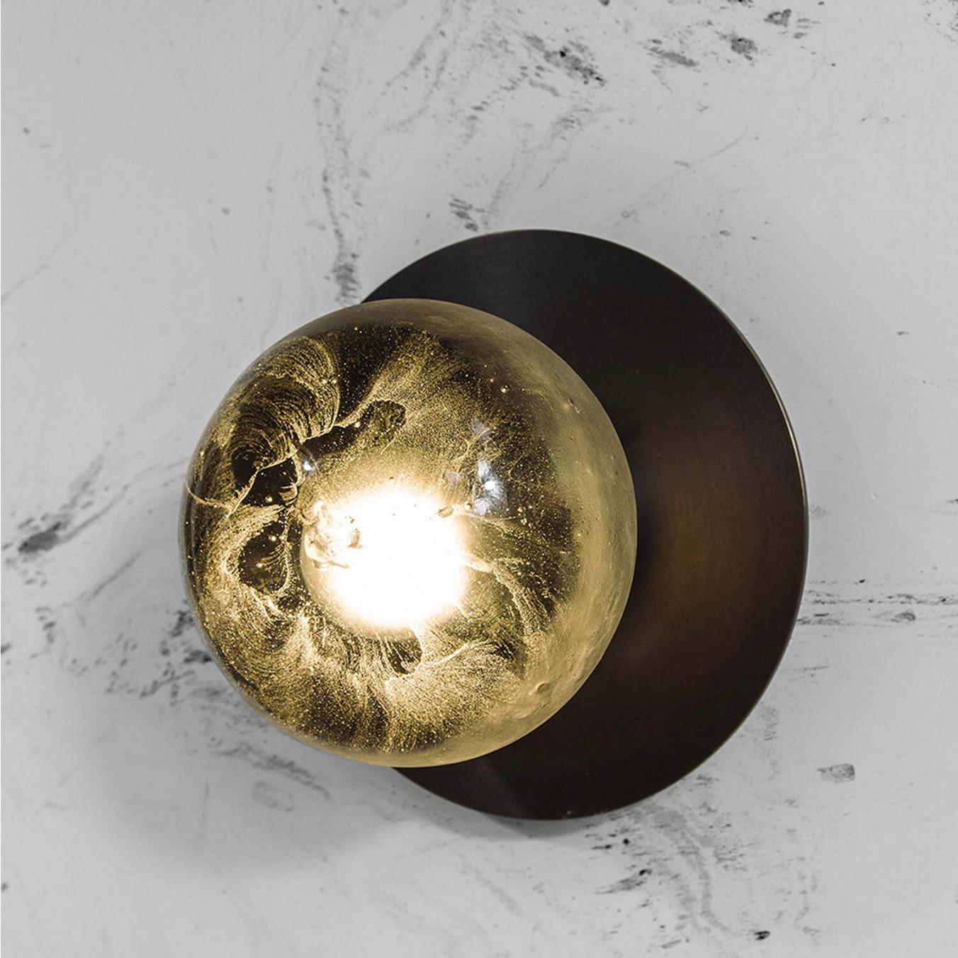 French Cast Glass With Patinated Brass Wall Sconce, Iris Grey by Garnier&Linker