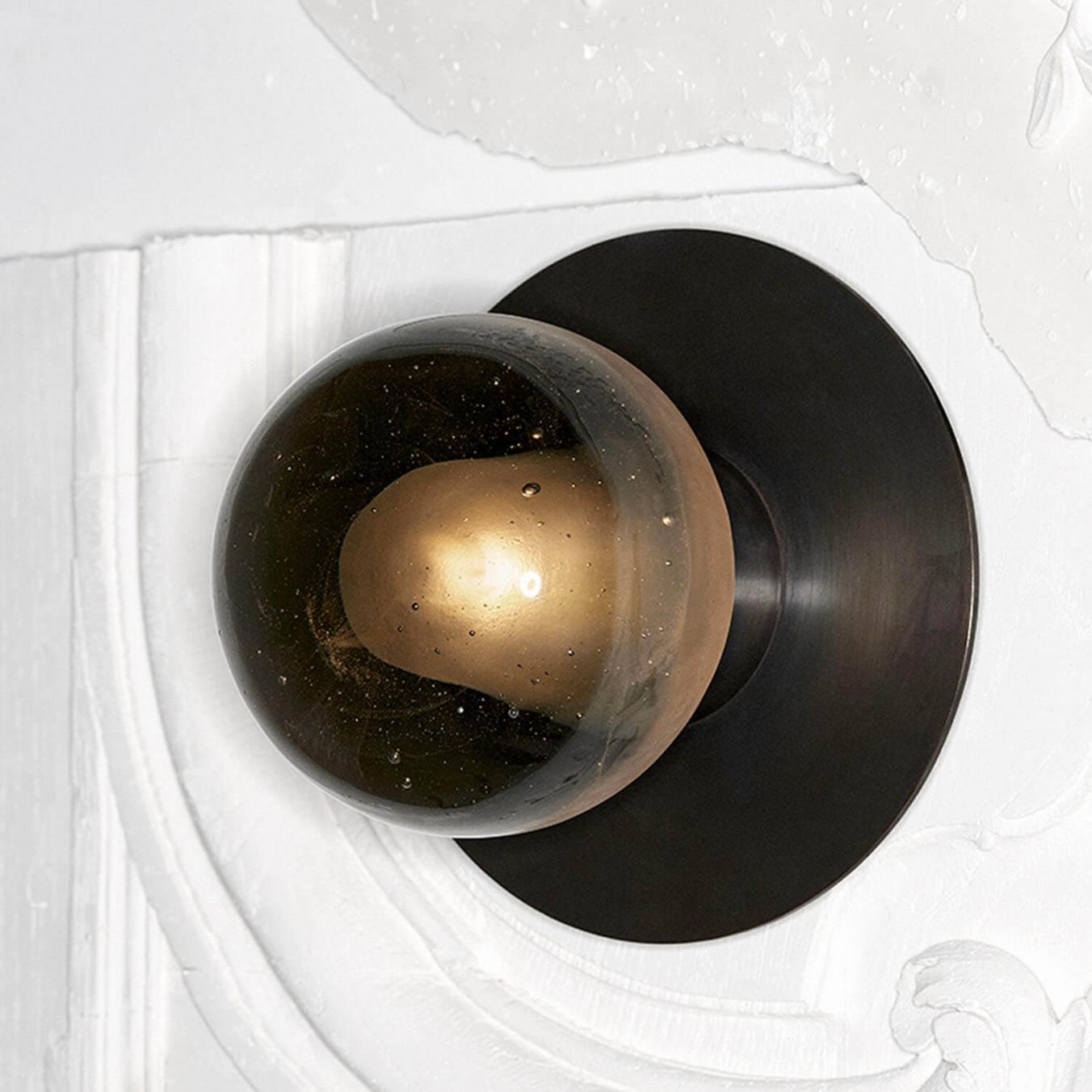 Cast Glass With Patinated Brass Wall Sconce, Iris Grey by Garnier&Linker In New Condition In Warsaw, PL