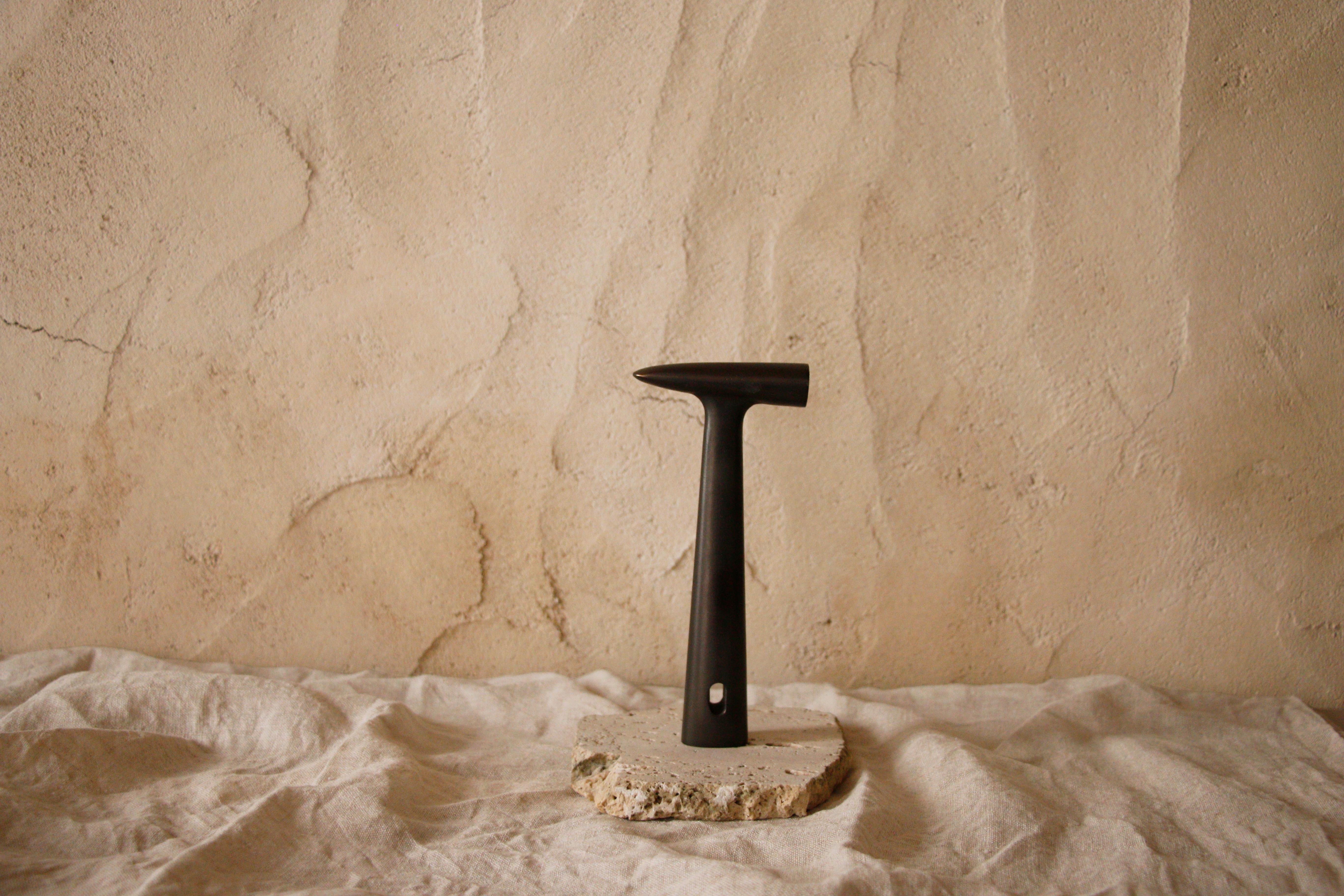 Contemporary Cast Hammer in Blackened Brass Handcrafted in Portugal by Origin Made For Sale