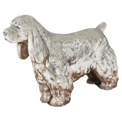 Cast Hard Stone Garden Statue of Dog, Cocker Spaniel, 20th Century