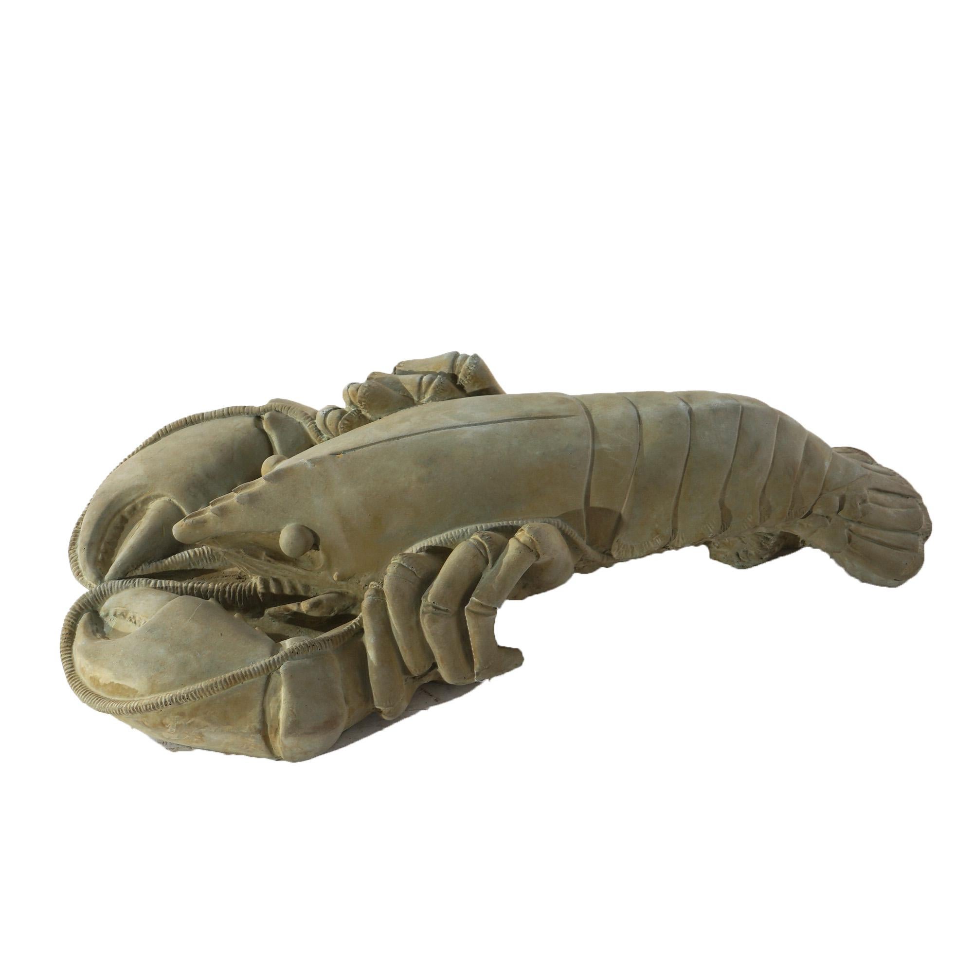 Contemporary Cast Hard Stone Rock Lobster Garden Statue For Sale