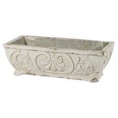 Cast Hardstone Long Garden or Patio Planter with Scroll Work in Relief 20th C