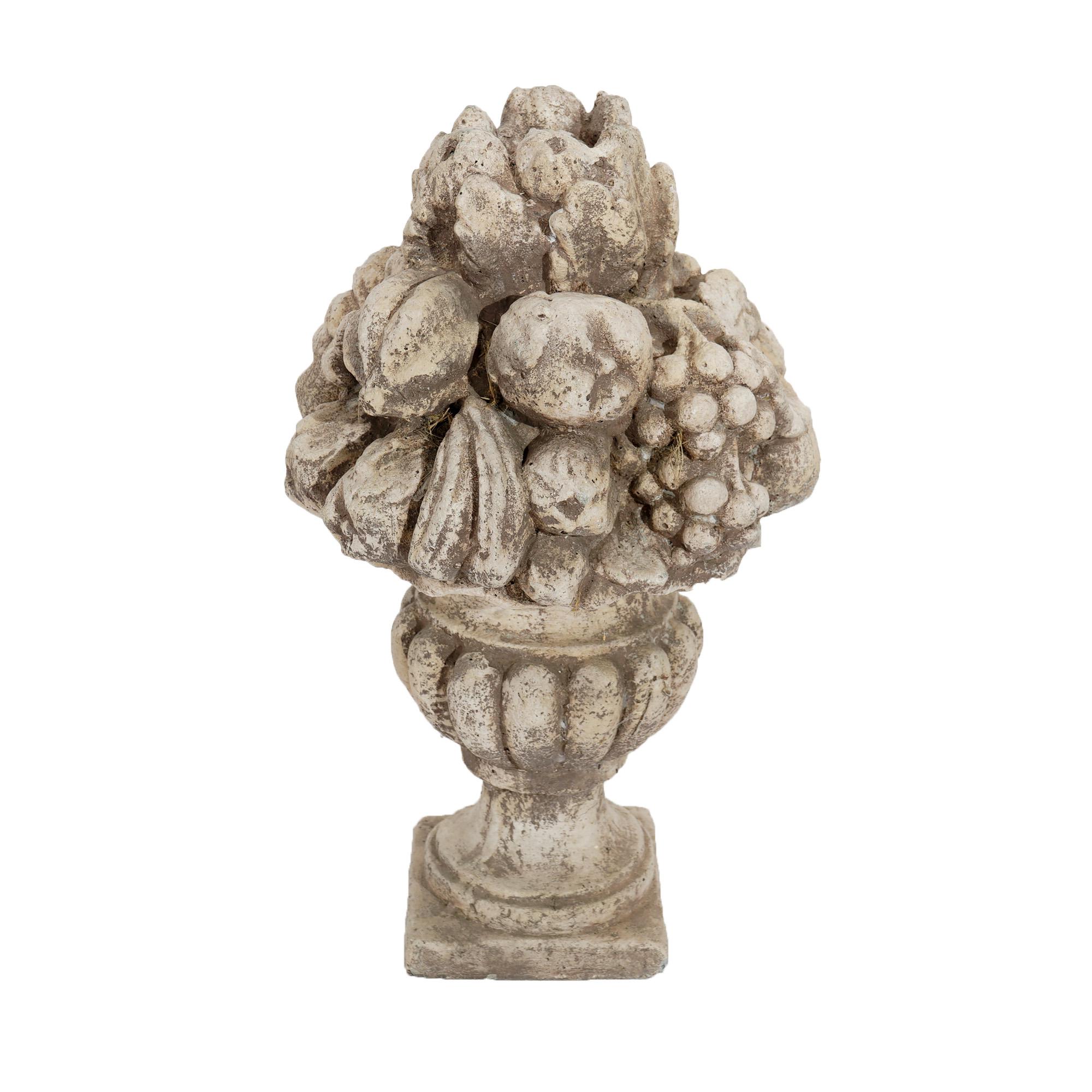 Cast Stone Cast Hardstone Ornamental Fruit & Floral Urn Garden Sculpture 20th C